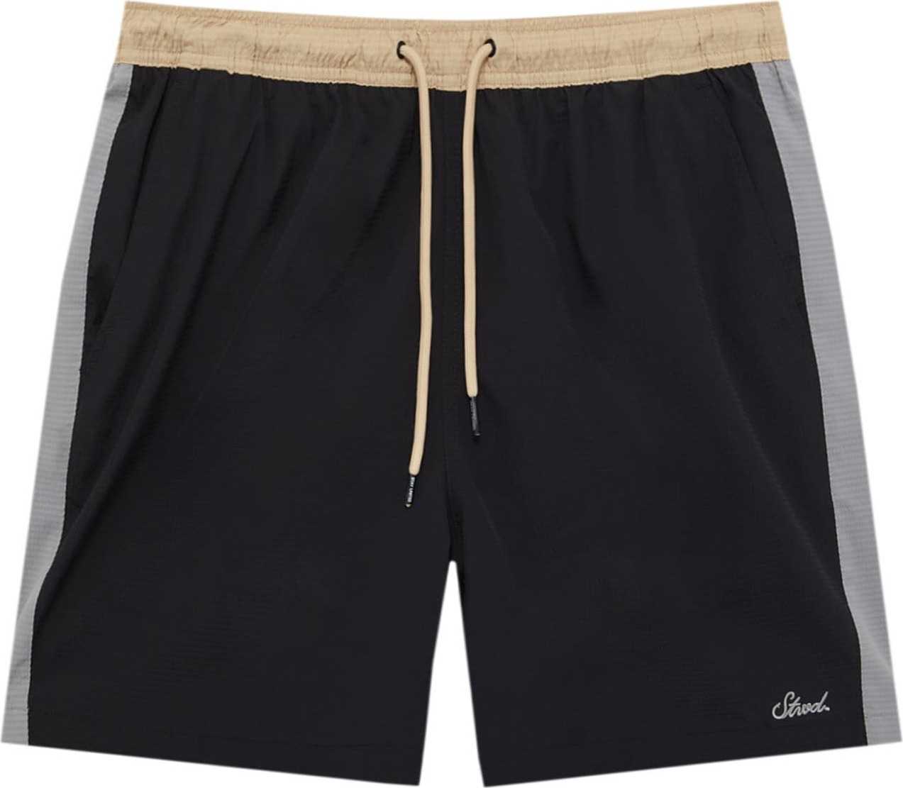 Pull&Bear Plavecké šortky písková / světle šedá / černá