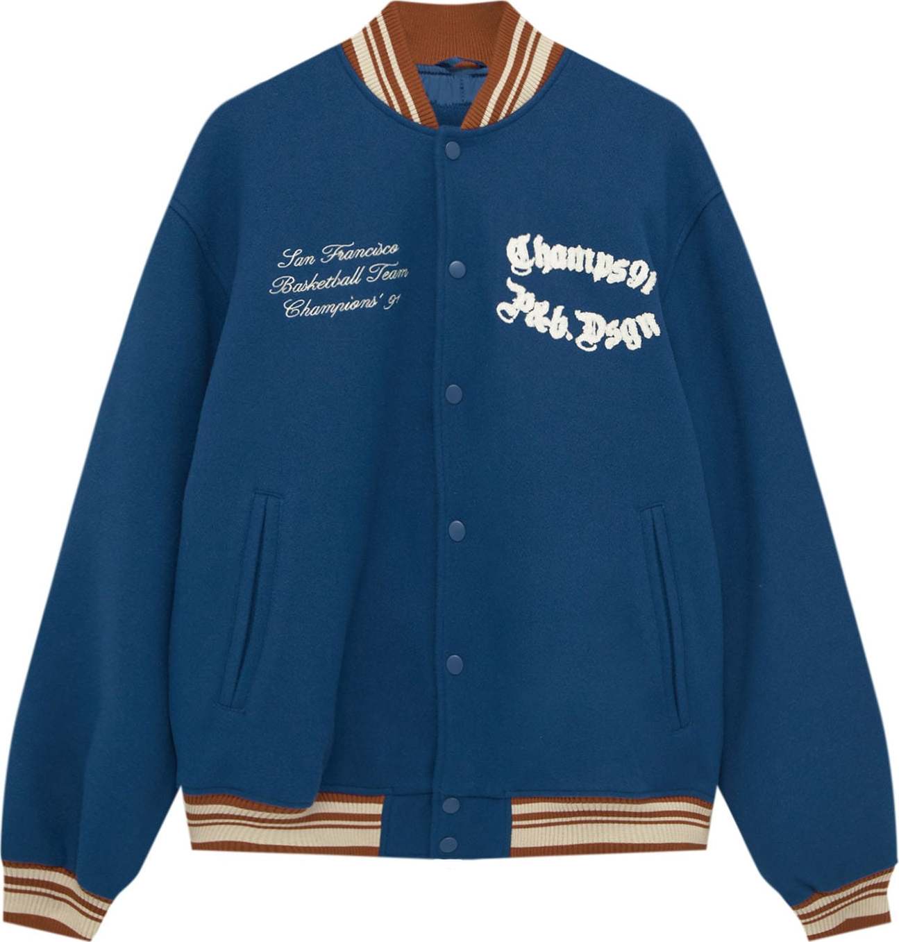 Pull&Bear Přechodná bunda světle béžová / safírová / okrová / bílá