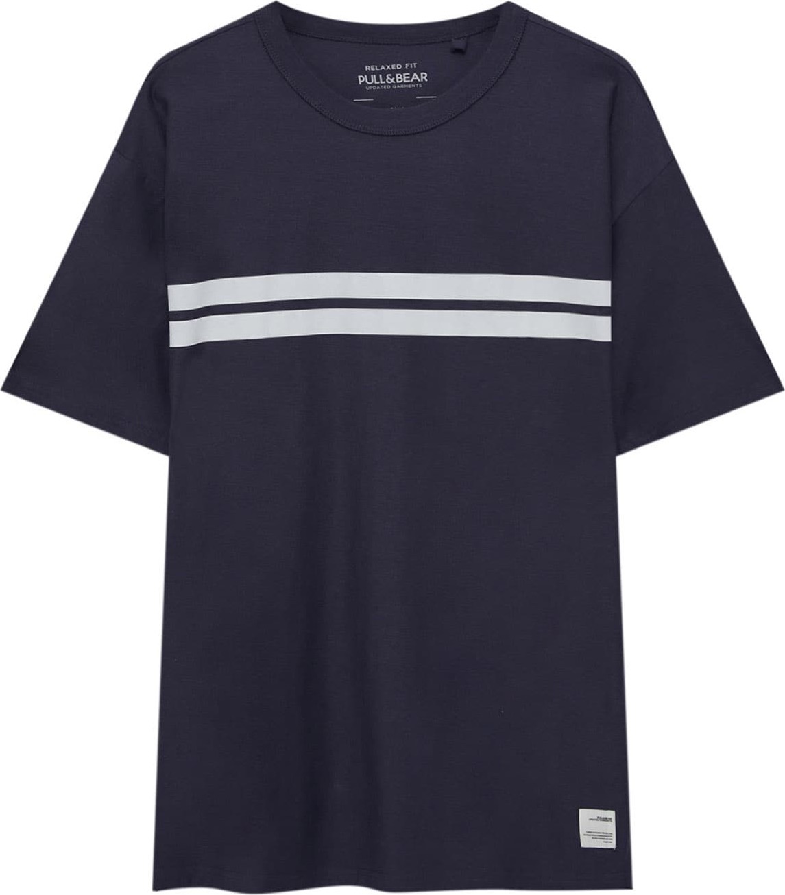 Pull&Bear Tričko námořnická modř / stříbrná