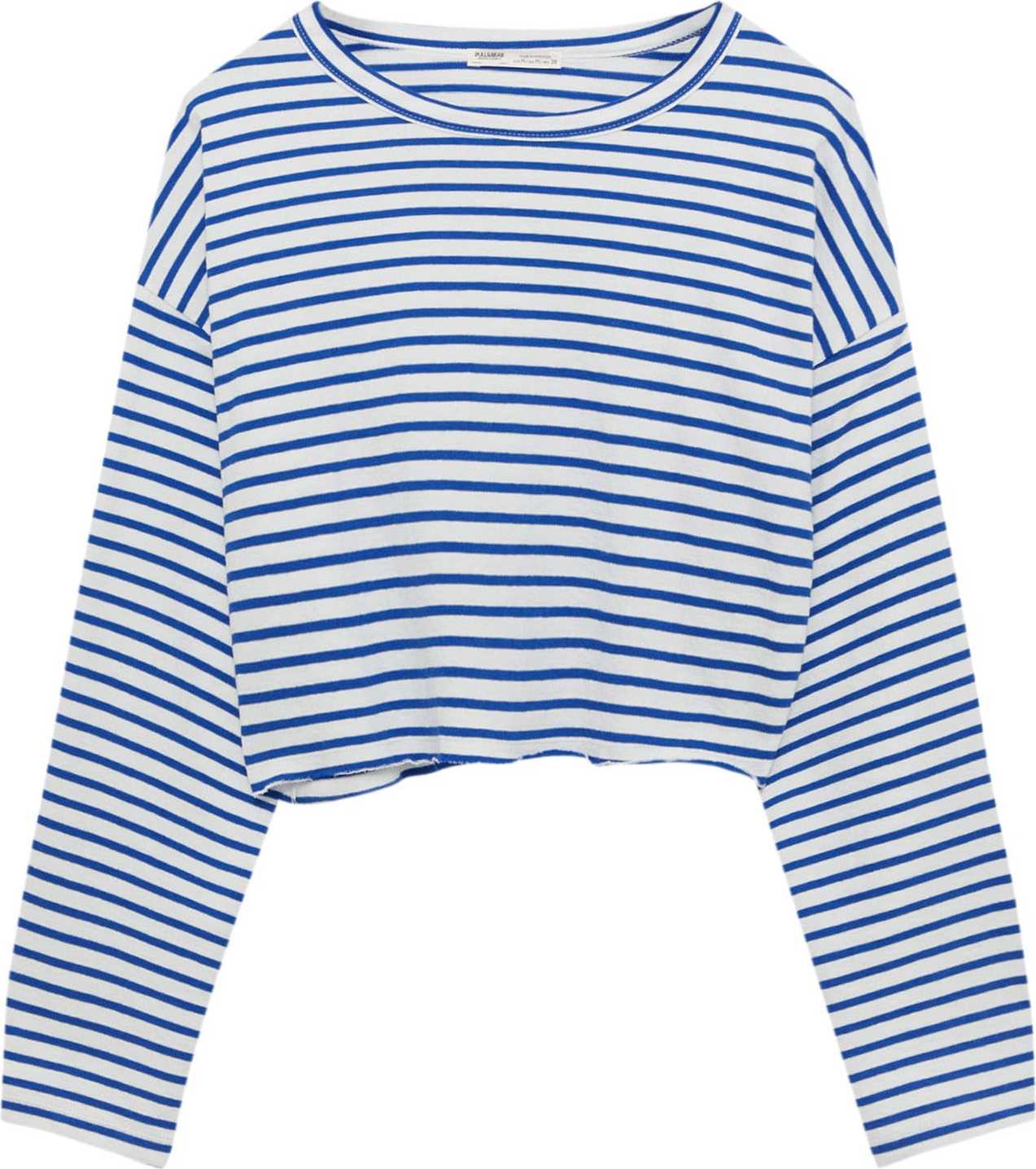 Pull&Bear Tričko tmavě modrá / bílá