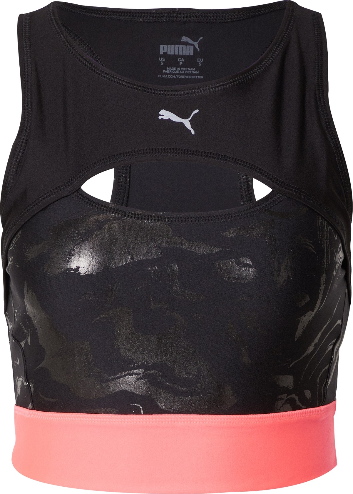 PUMA Sportovní podprsenka stříbrně šedá / oranžově červená / černá