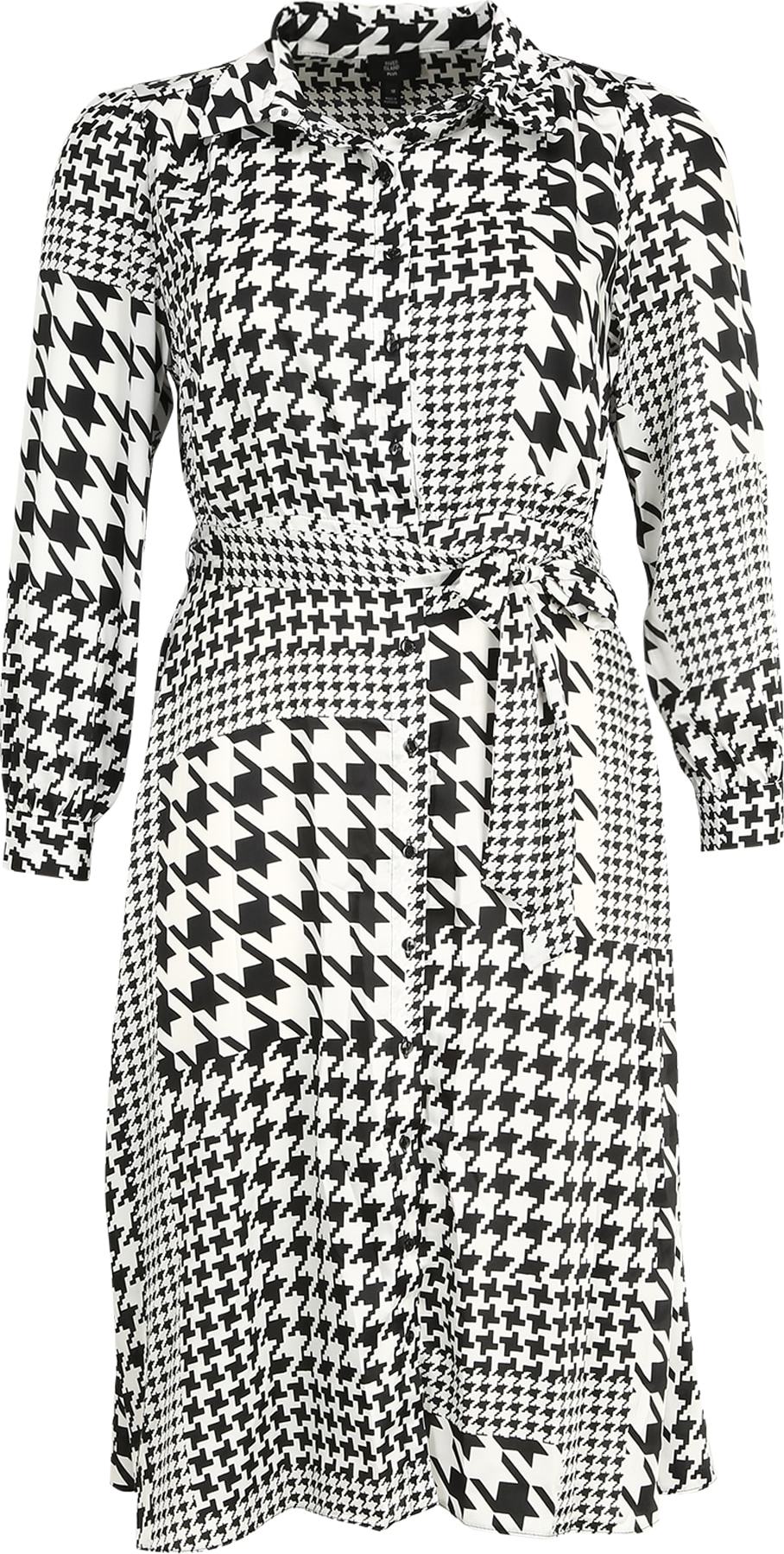 River Island Plus Košilové šaty černá / bílá