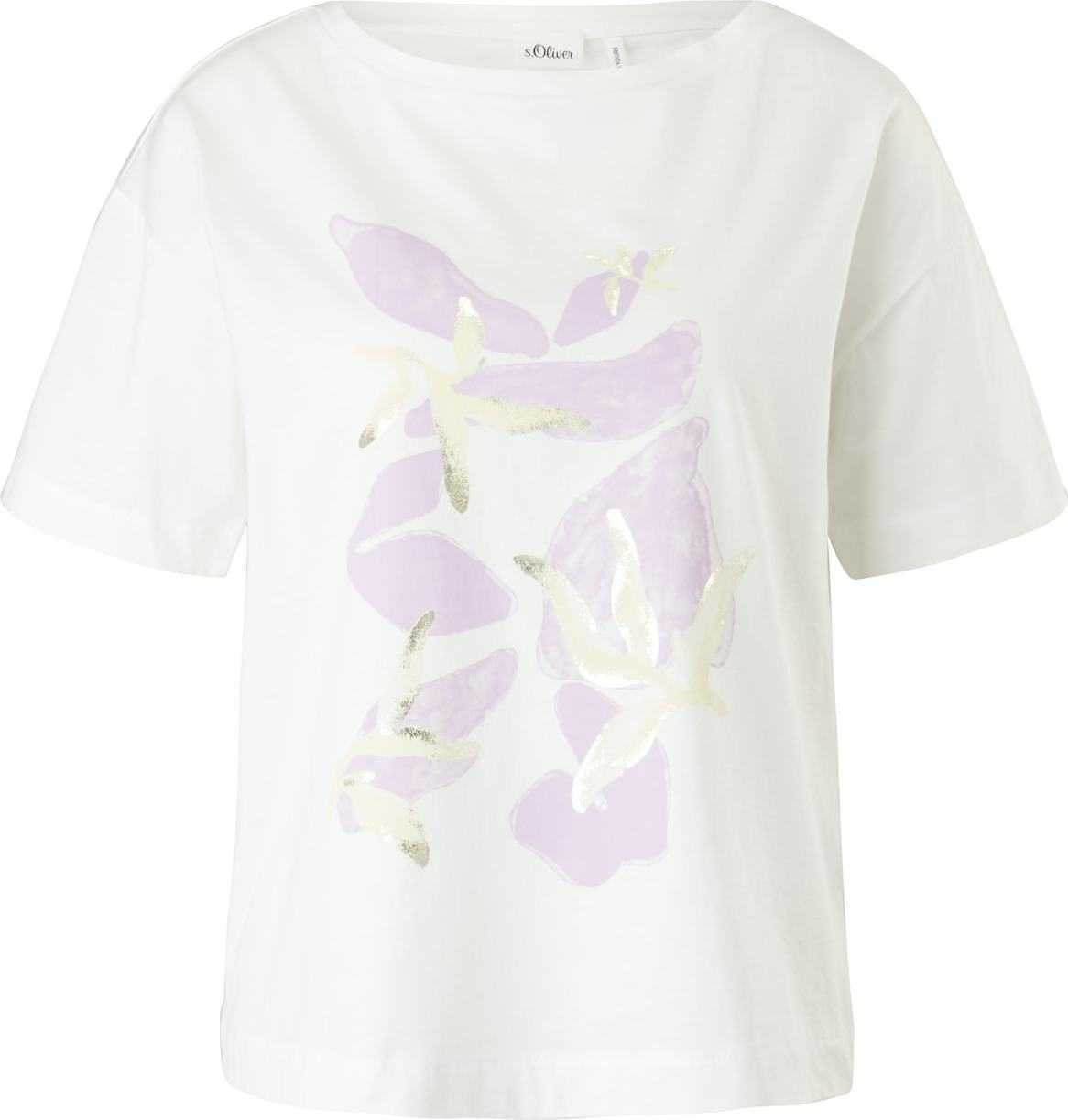 s.Oliver BLACK LABEL Tričko krémová / režná / zlatá / pastelová fialová