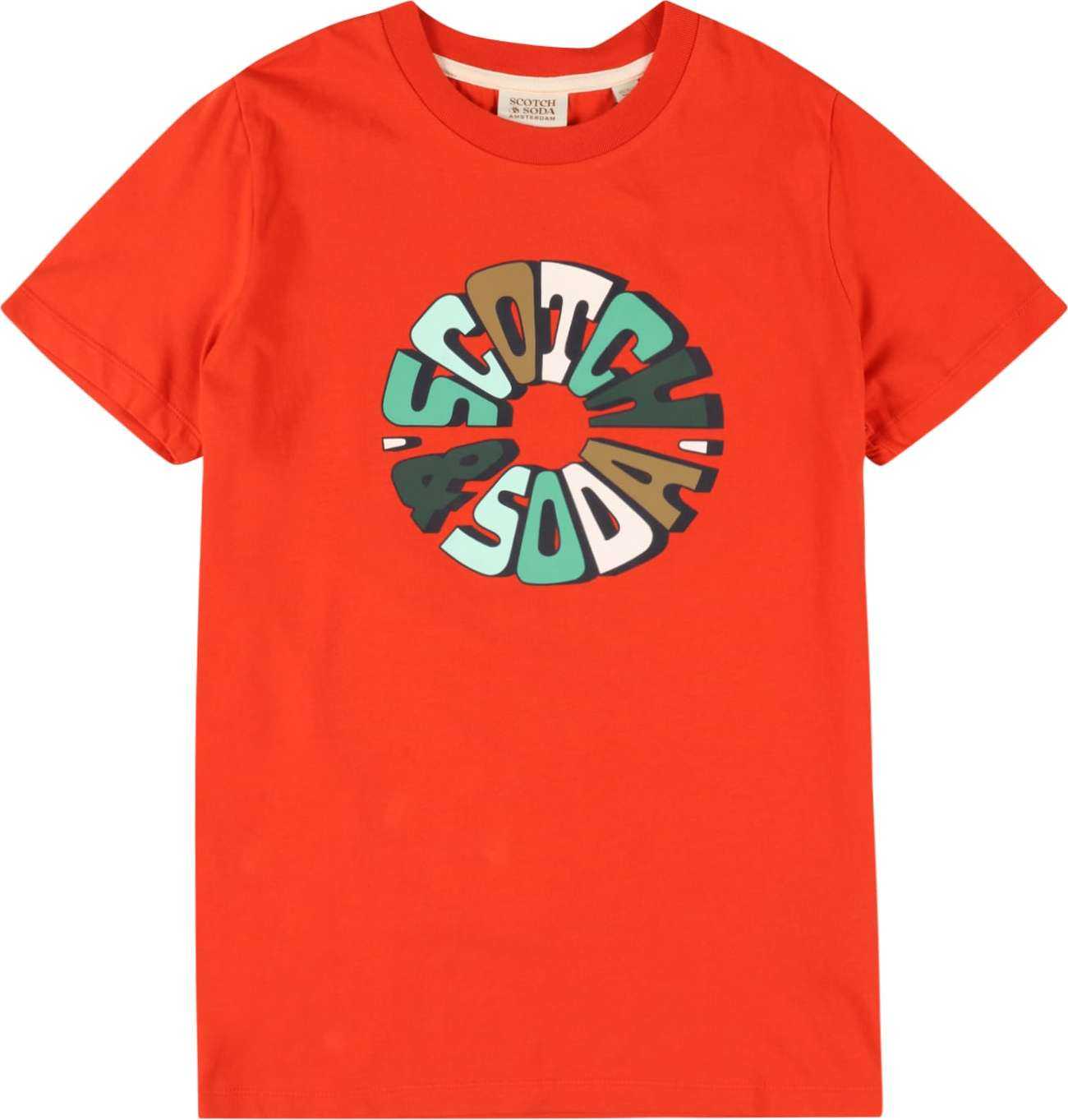 SCOTCH & SODA Tričko pastelová modrá / umbra / nefritová / ohnivá červená