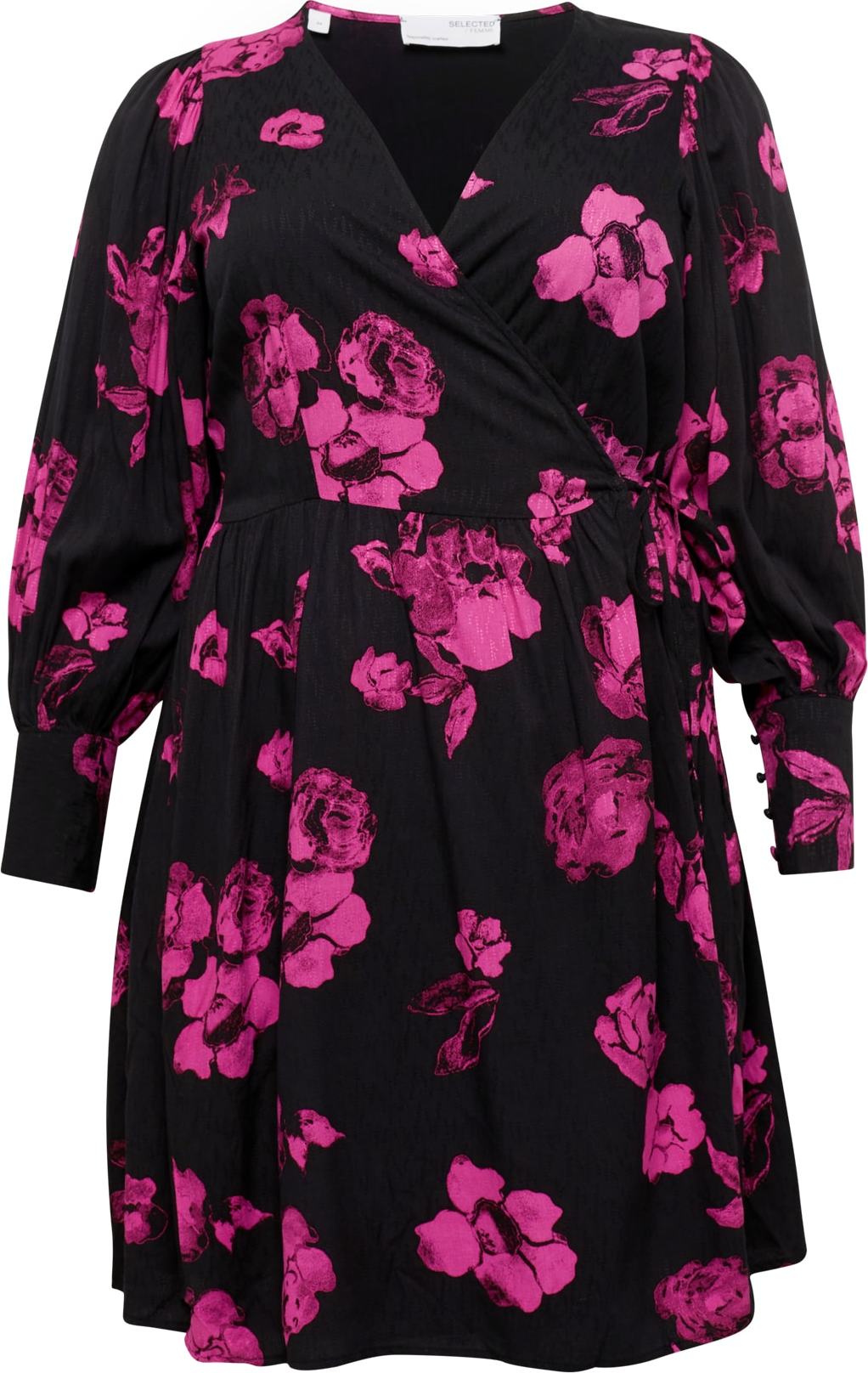 Selected Femme Curve Šaty 'VALETTA' magenta / černá