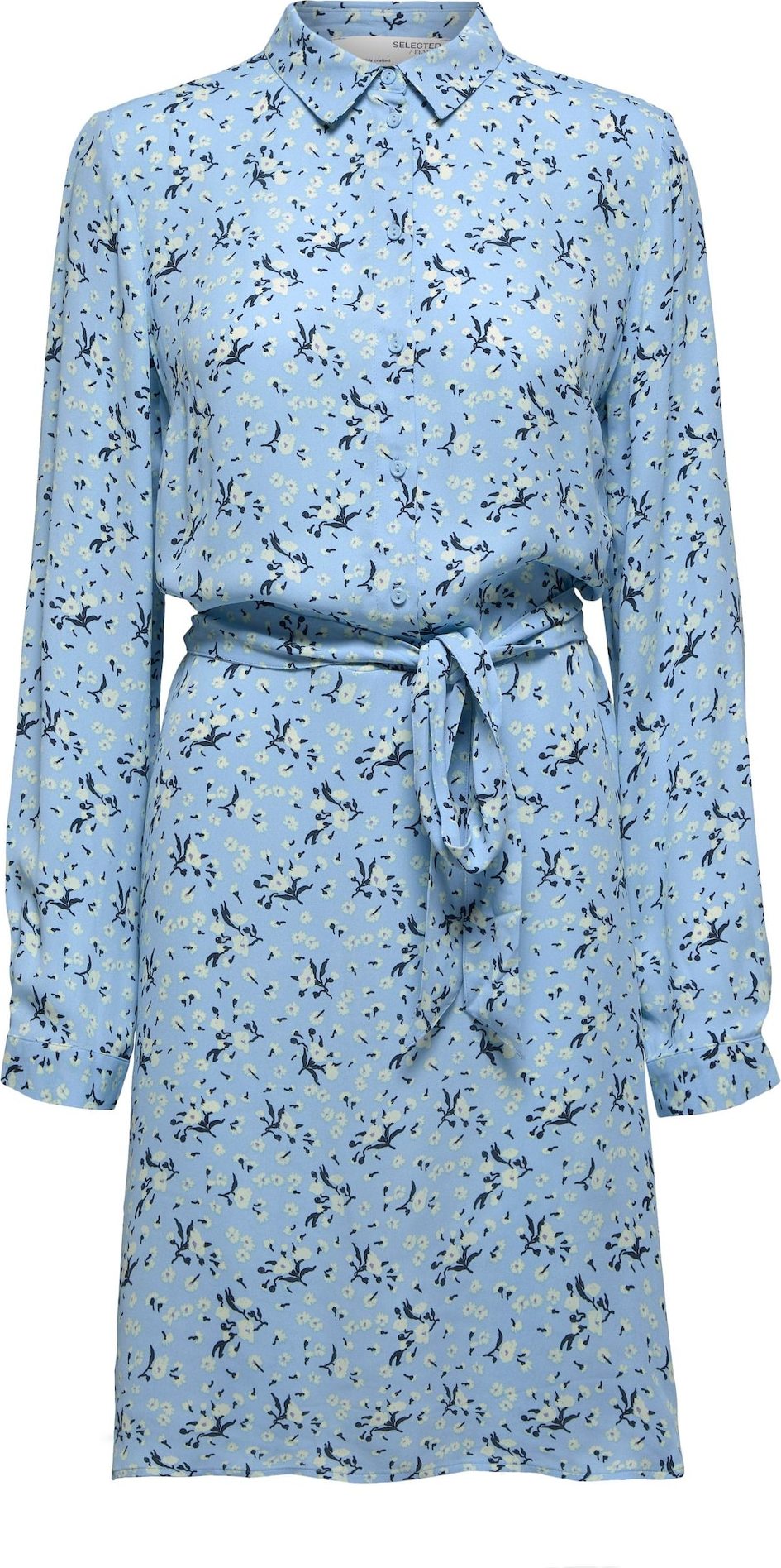 Selected Femme Petite Košilové šaty noční modrá / pastelová modrá / světlemodrá