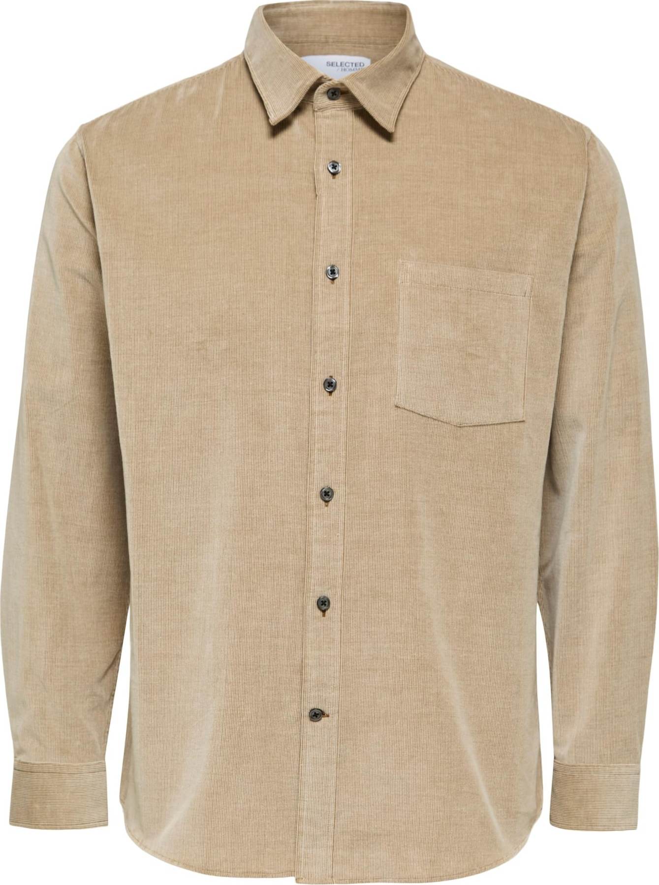 SELECTED HOMME Košile 'Benjamin' světle hnědá / bílá
