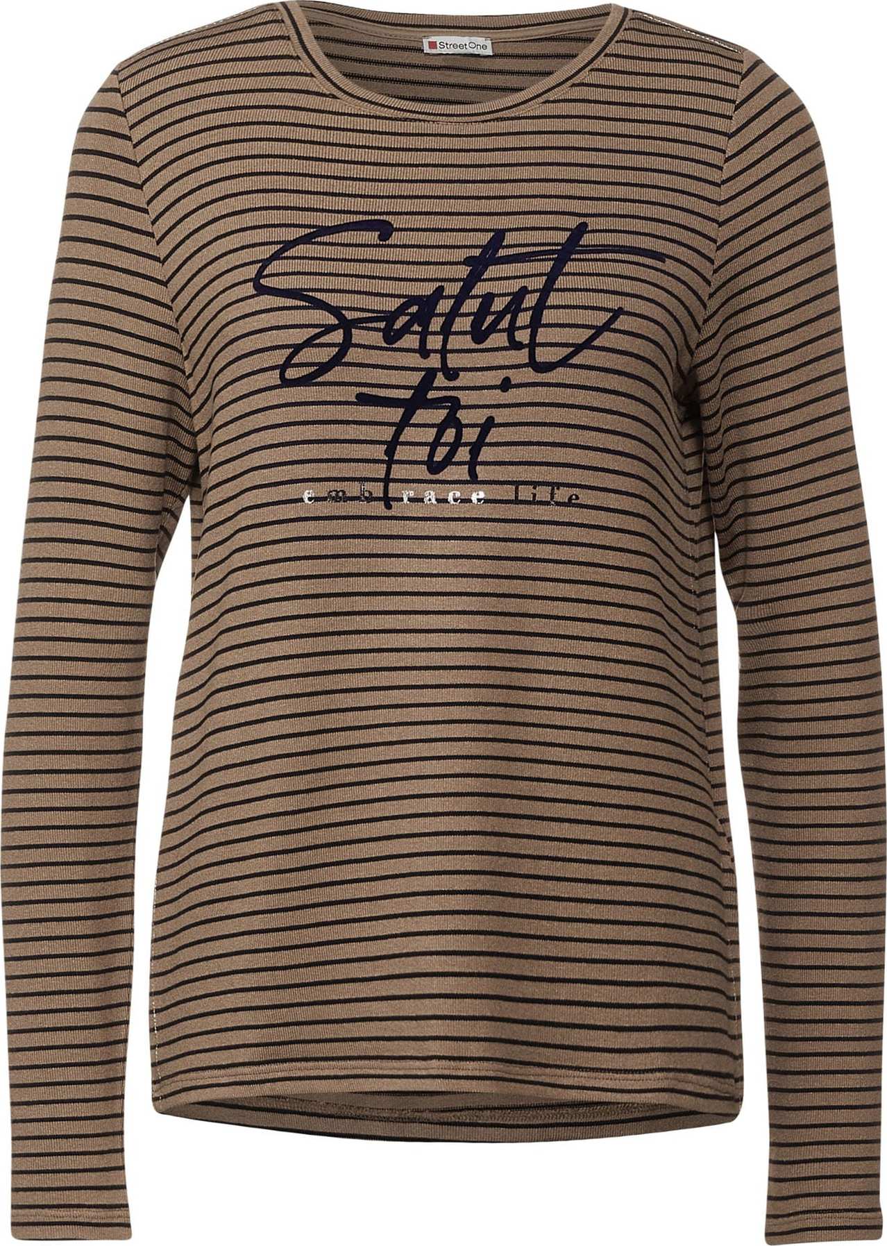 STREET ONE Tričko světle hnědá / černá