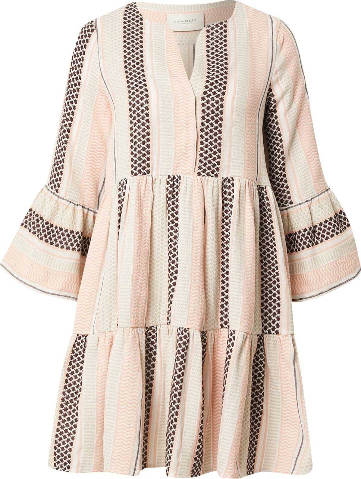 Summery Copenhagen Košilové šaty 'Eliza' béžová / čokoládová / růžová / přírodní bílá