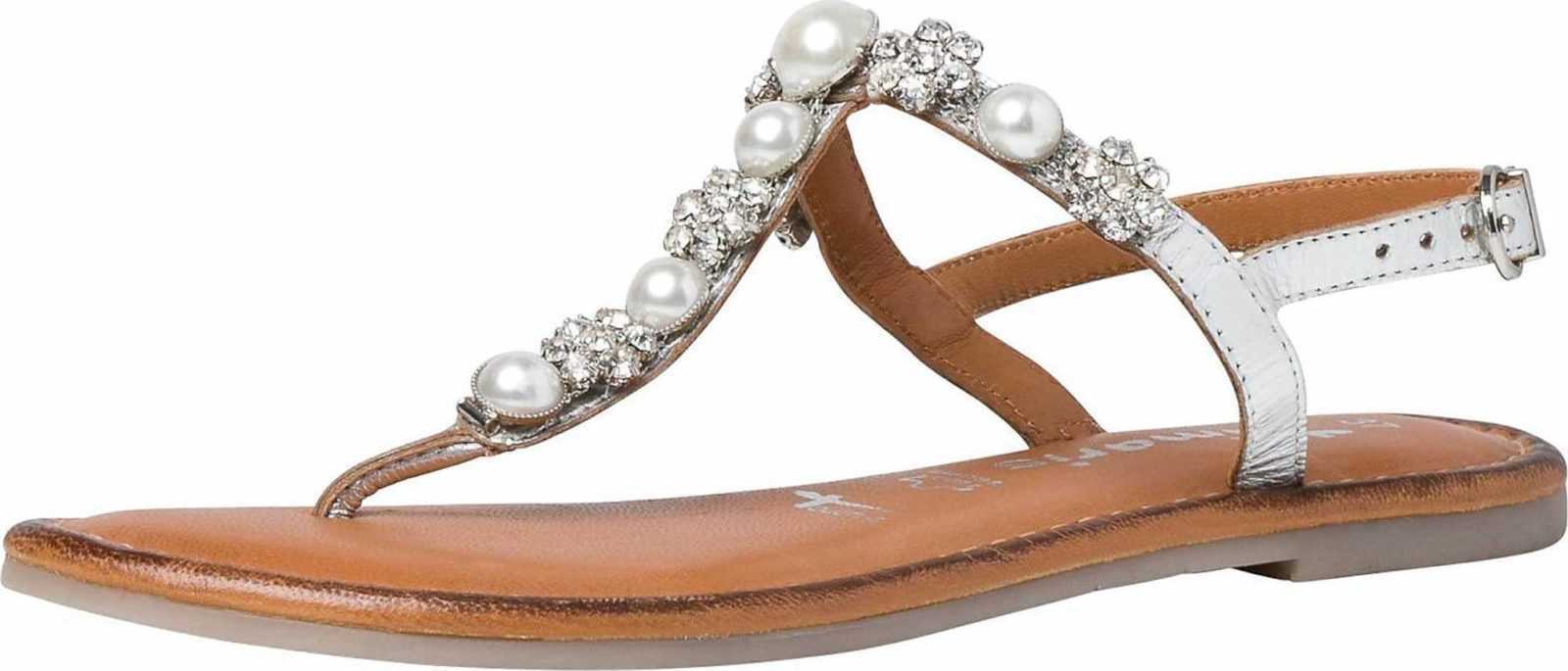 TAMARIS Žabky stříbrná / perlově bílá