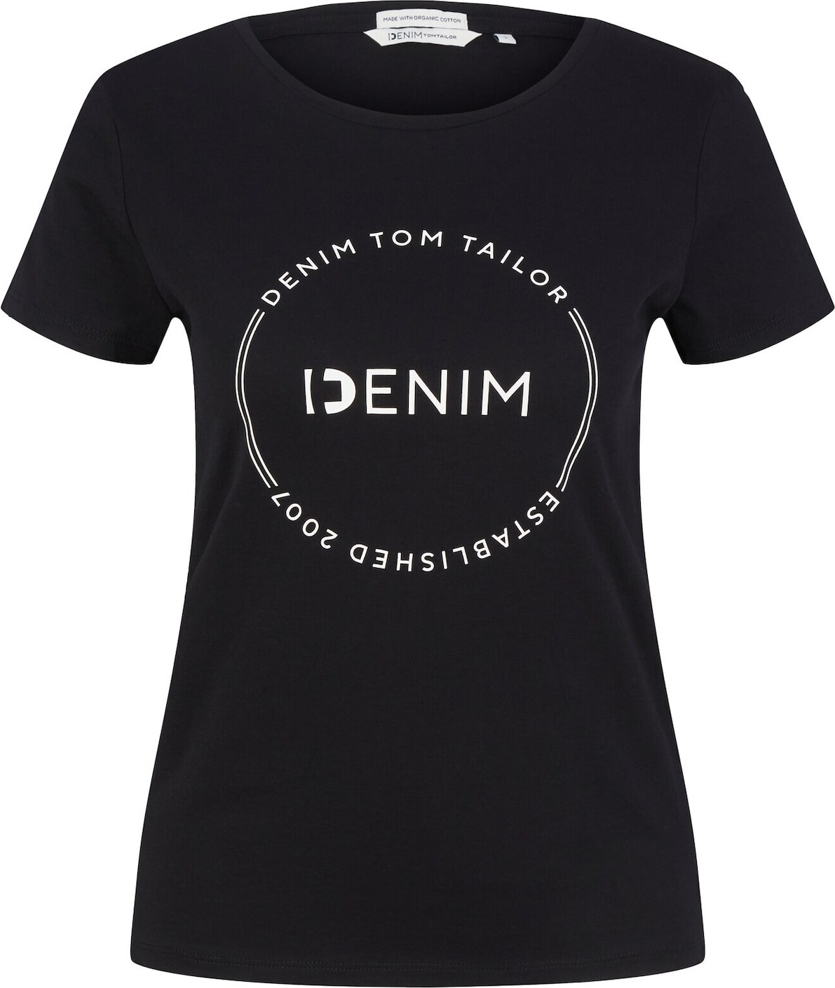 TOM TAILOR DENIM Tričko černá / bílá