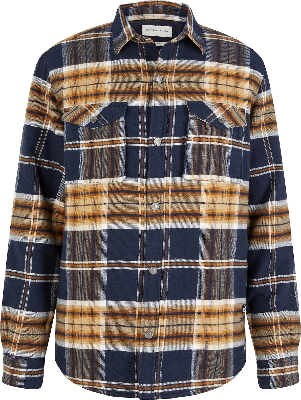 TOM TAILOR Košile tmavě modrá / koňaková / bílá