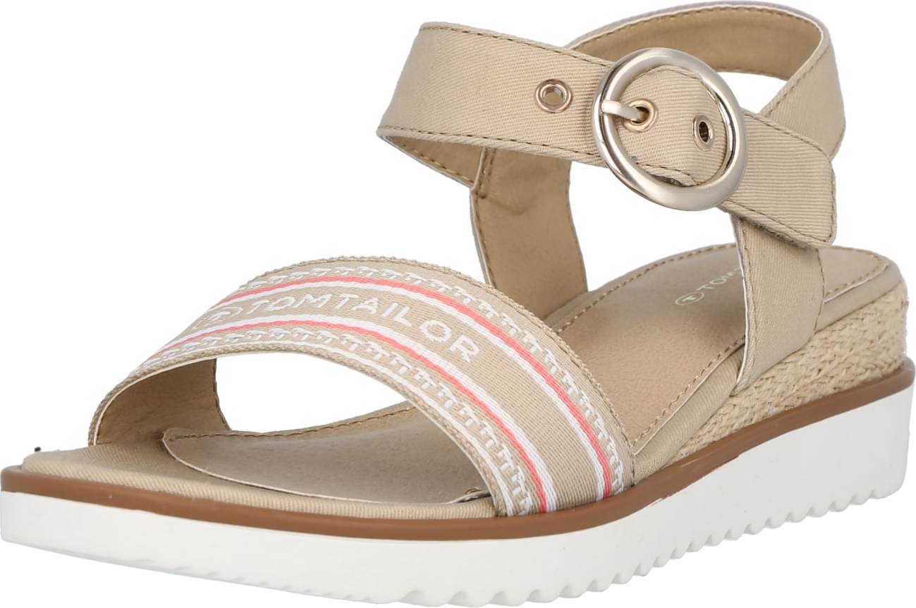 TOM TAILOR Páskové sandály béžová / pink / bílá