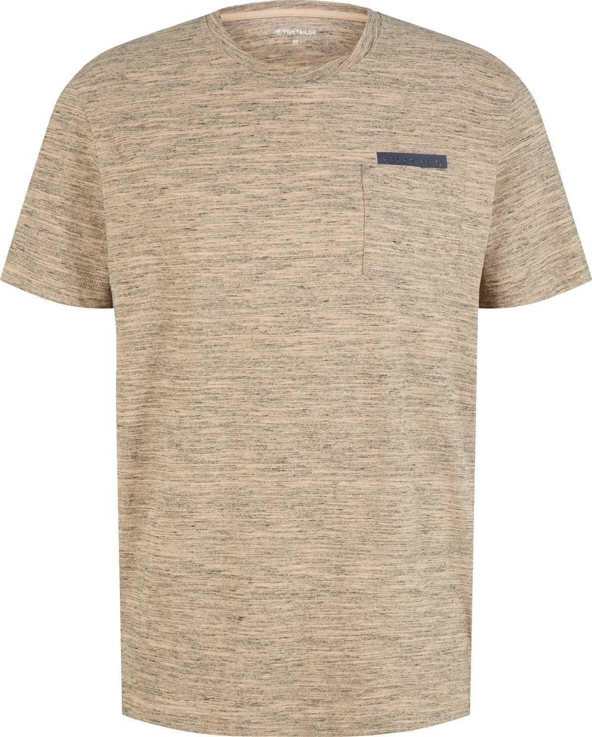 TOM TAILOR Tričko tmavě béžová / námořnická modř / černá