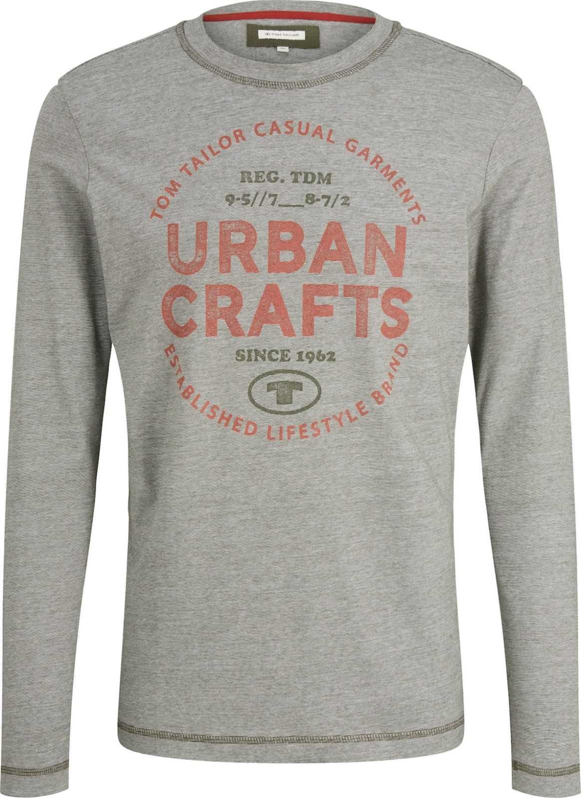 TOM TAILOR Tričko khaki / zelený melír / korálová