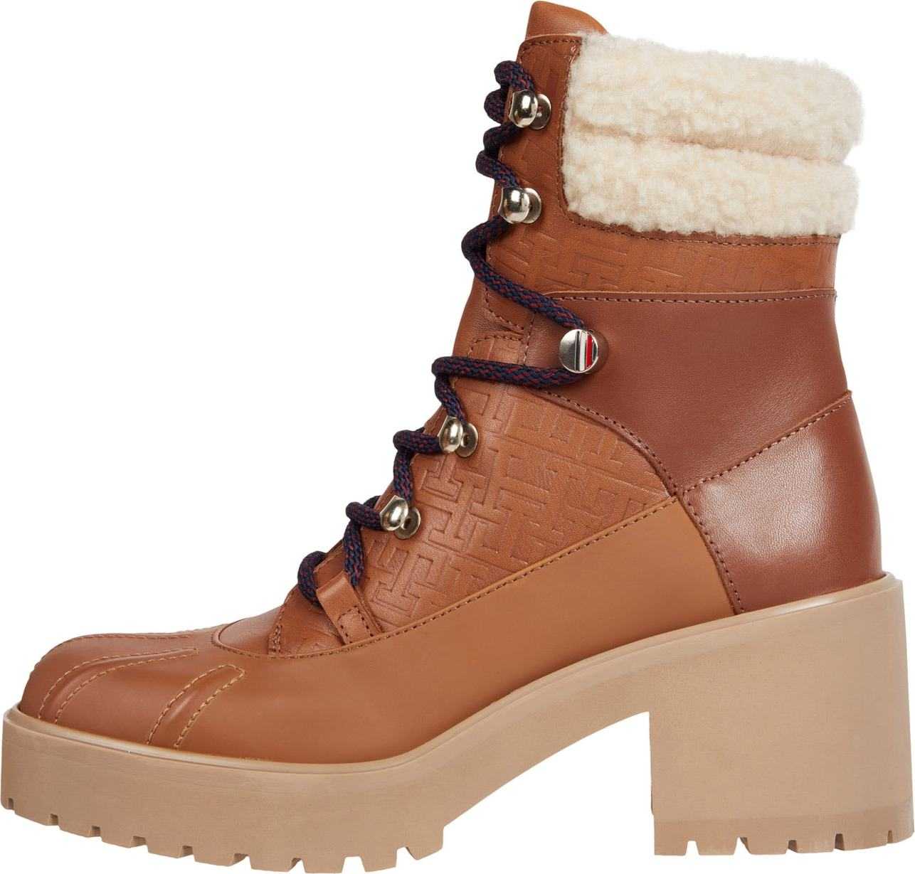 TOMMY HILFIGER Šněrovací kozačky koňaková / světle hnědá