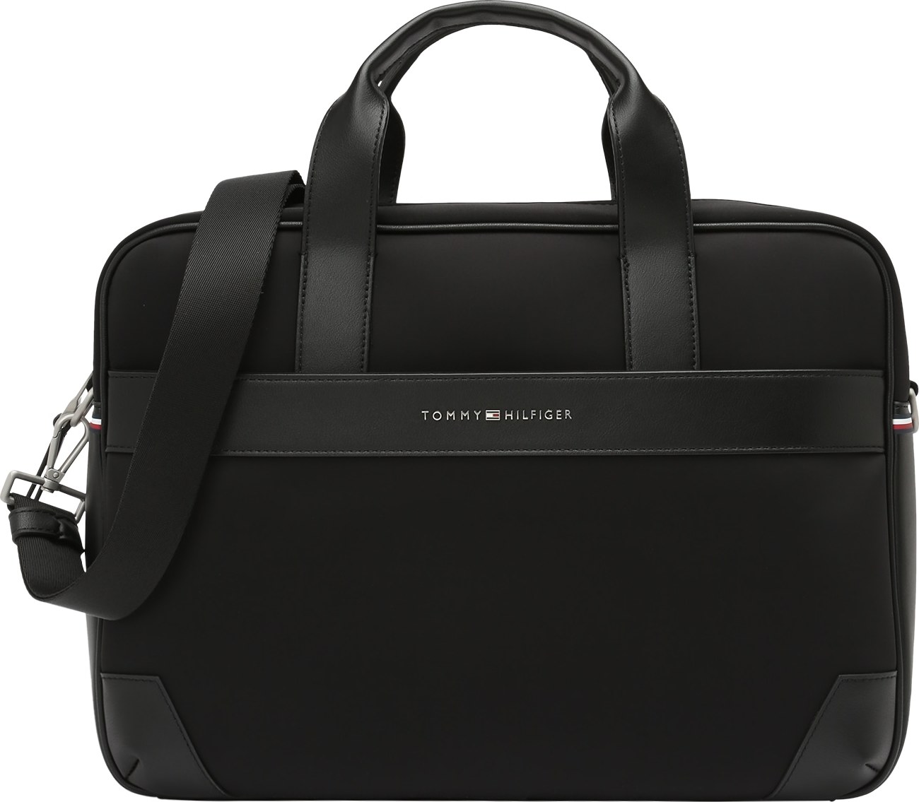 TOMMY HILFIGER Taška na notebook černá / bílá