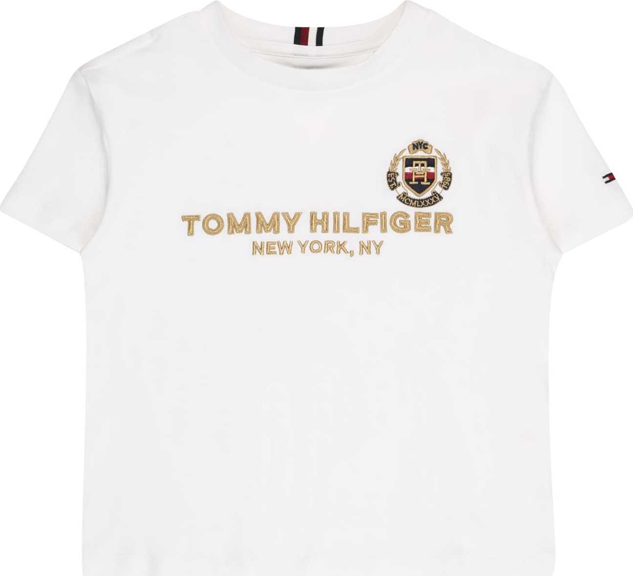 TOMMY HILFIGER Tričko zlatá / bílá
