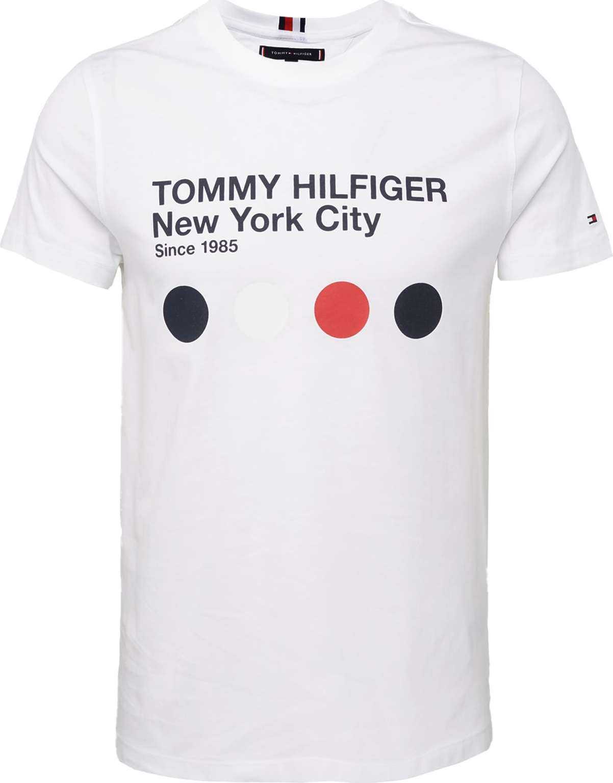 TOMMY HILFIGER Tričko červená / černá / bílá