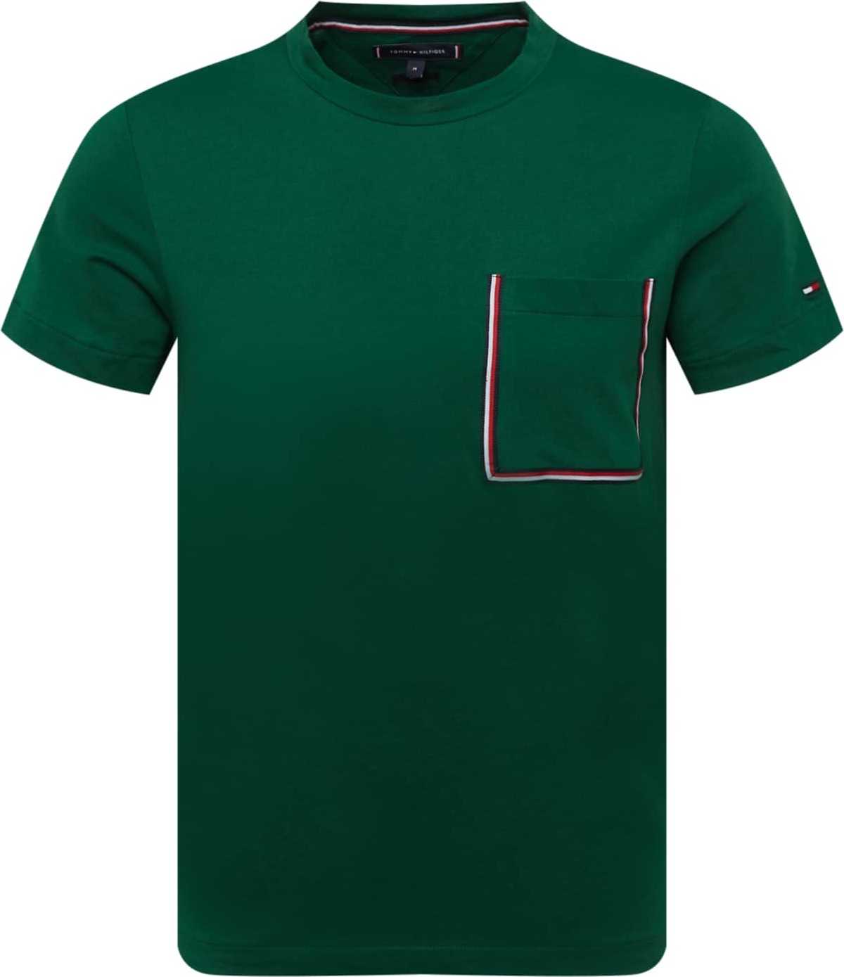 TOMMY HILFIGER Tričko tmavě modrá / tmavě zelená / jasně červená / bílá