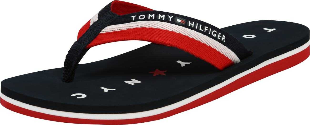 TOMMY HILFIGER Žabky 'Loves Ny Beach' marine modrá / červená / bílá