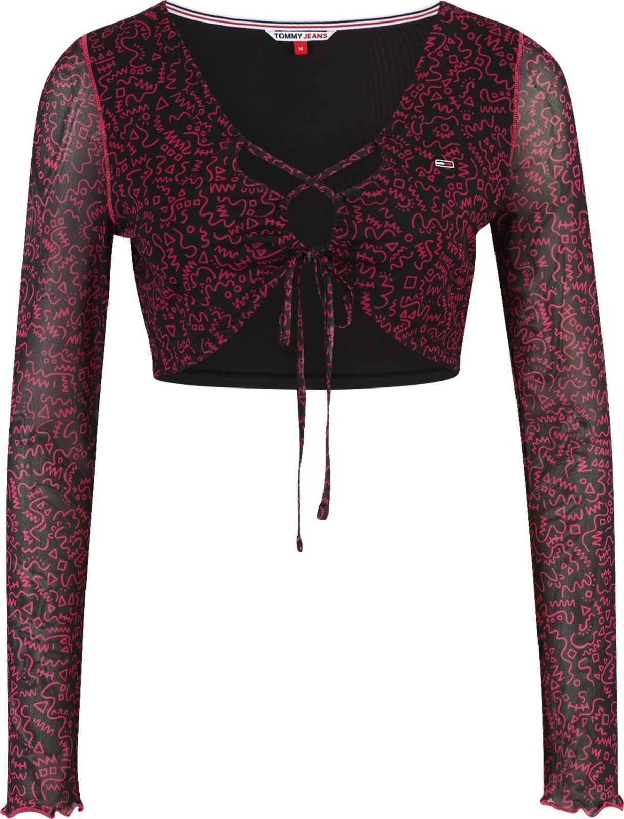 Tommy Jeans Tričko pink / černá