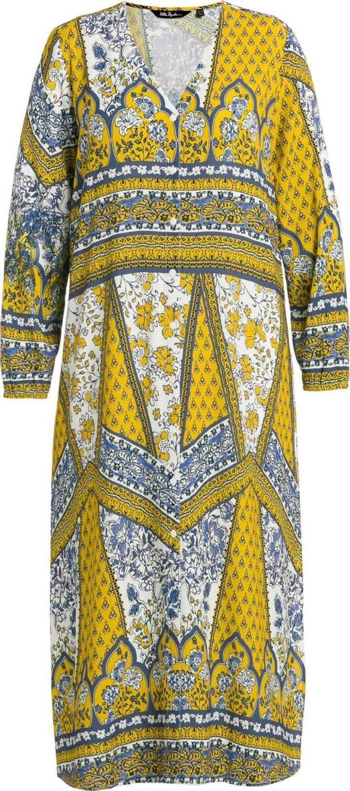 Ulla Popken Šaty chladná modrá / žlutá / bílá