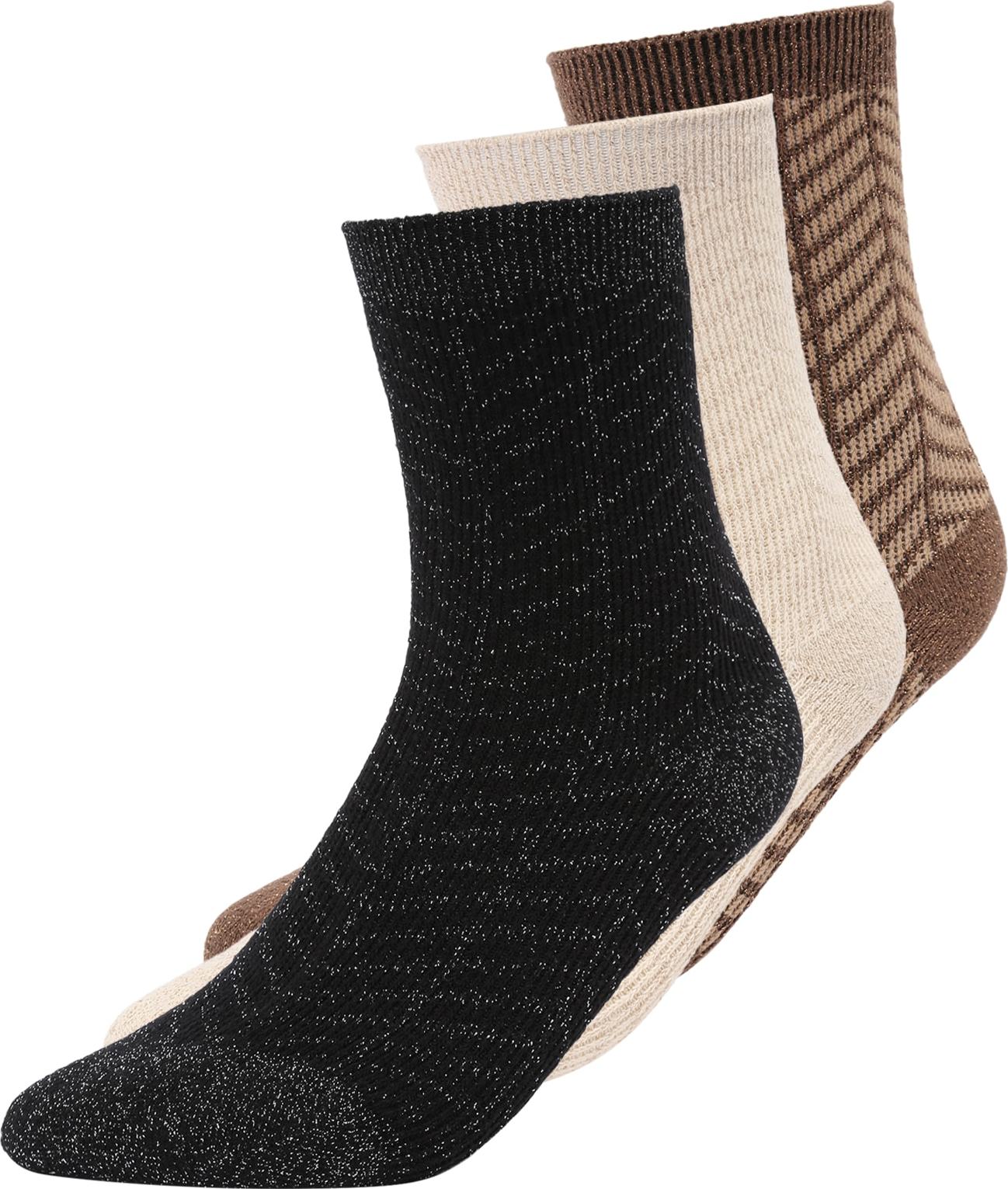 UNMADE Copenhagen Ponožky 'Cora' karamelová / světle hnědá / černá / barva bílé vlny