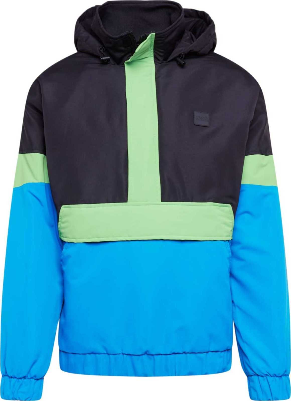 Urban Classics Přechodná bunda aqua modrá / svítivě zelená / černá