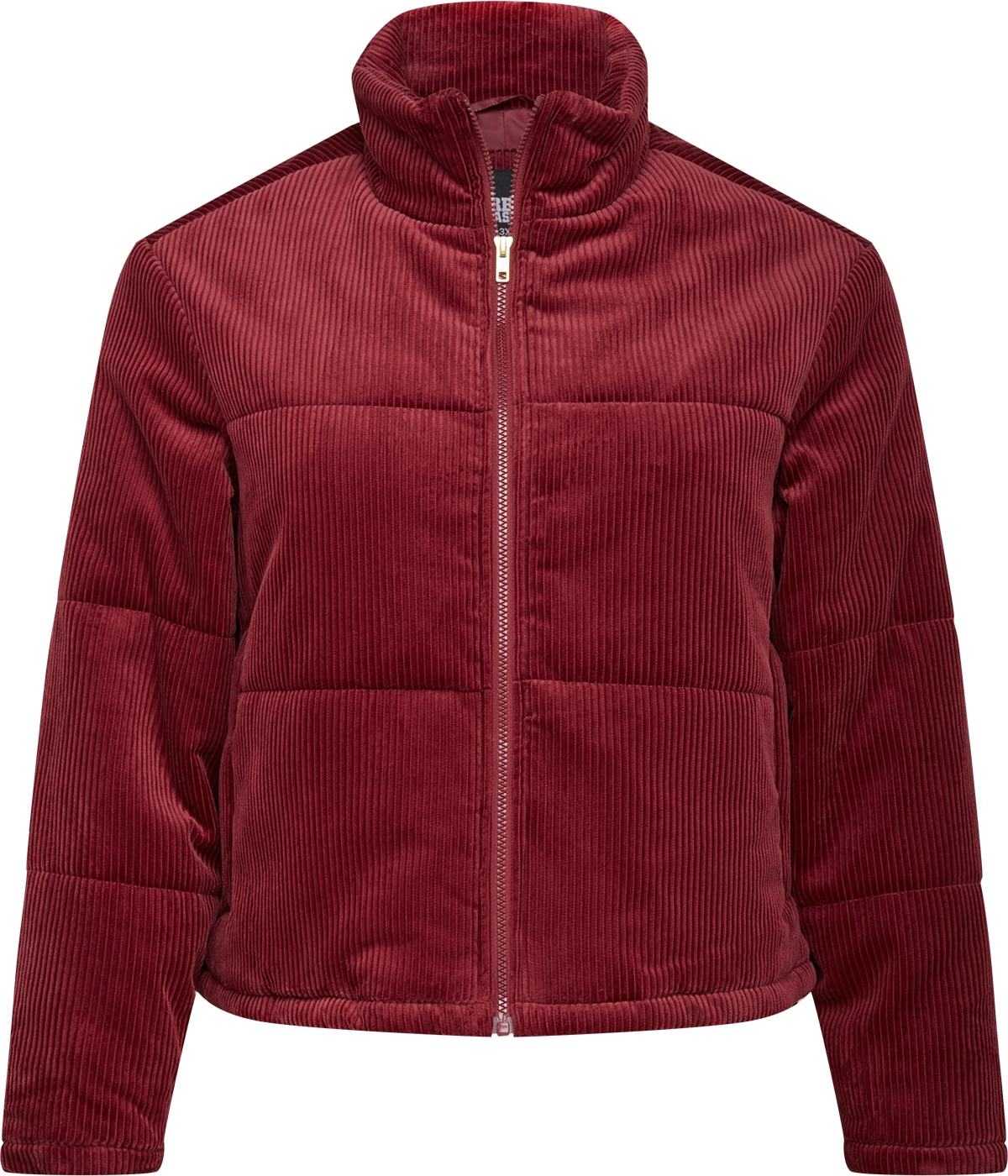 Urban Classics Přechodná bunda 'Corduroy Puffer Jacket' burgundská červeň