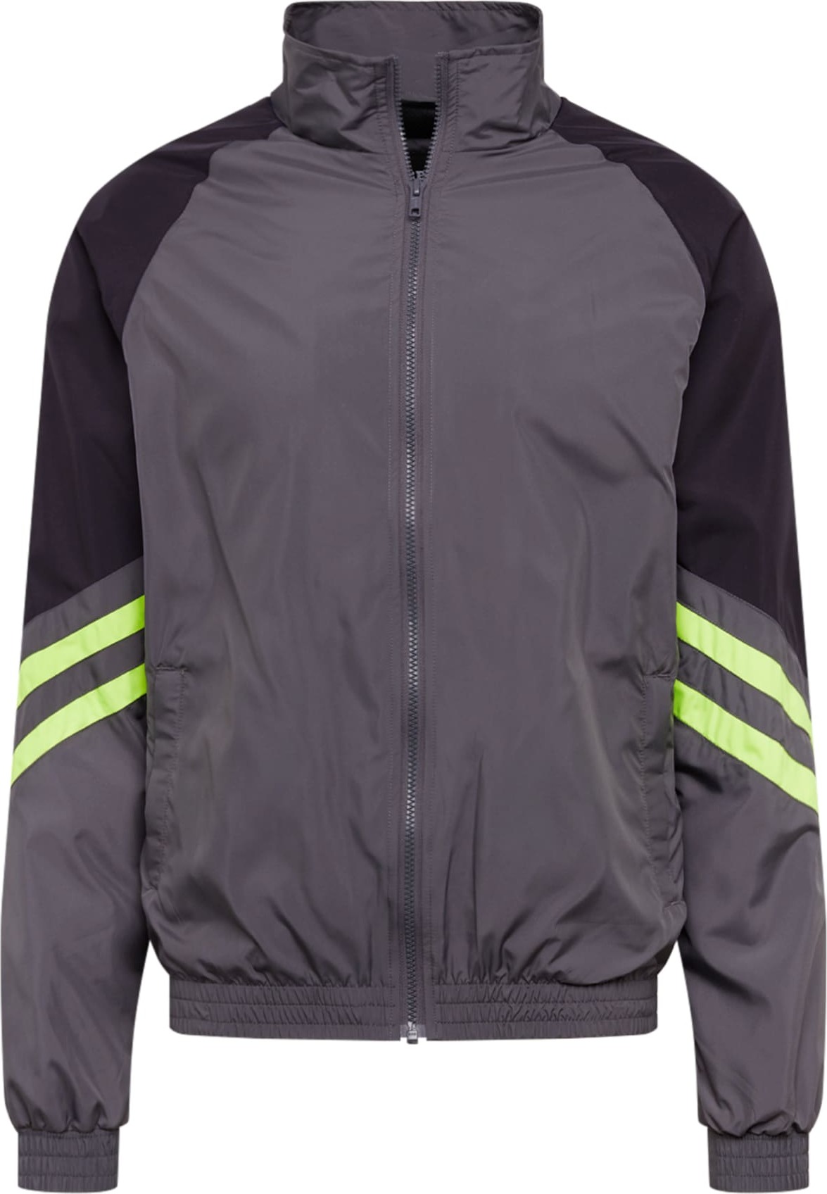 Urban Classics Přechodná bunda tmavě šedá / limetková / černá