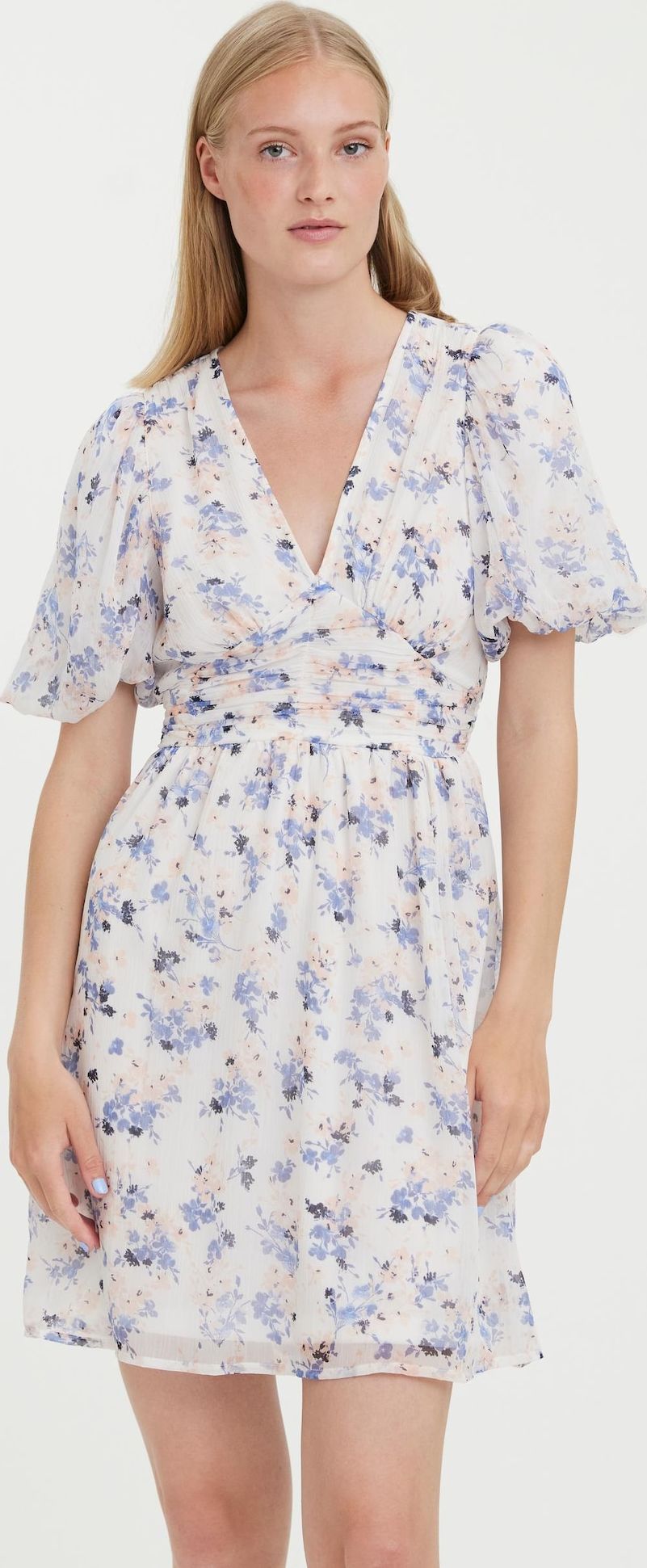 VERO MODA Šaty 'KORA' béžová / modrá / bílá