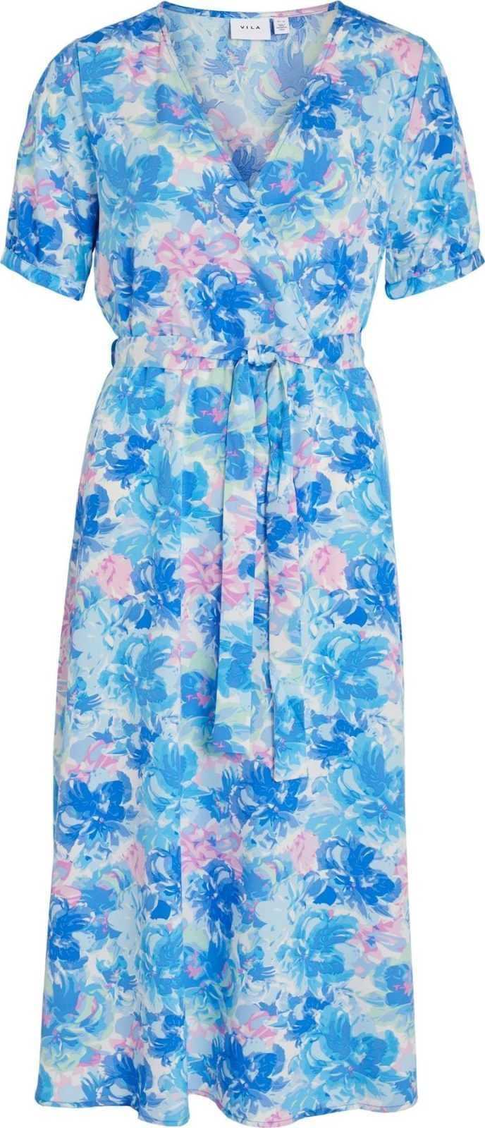 VILA Letní šaty 'EASY LUNA' modrá / světlemodrá / světle zelená / růžová / bílá