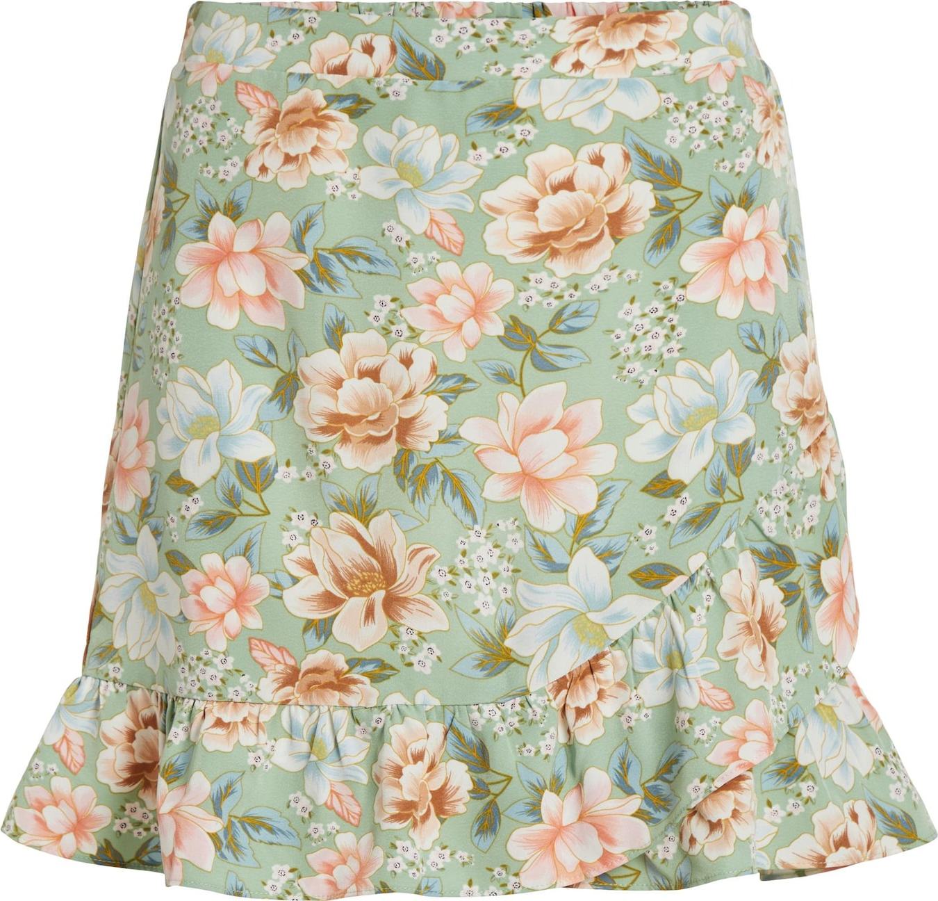 VILA Sukně 'TANJA' nebeská modř / pastelově zelená / lososová / přírodní bílá