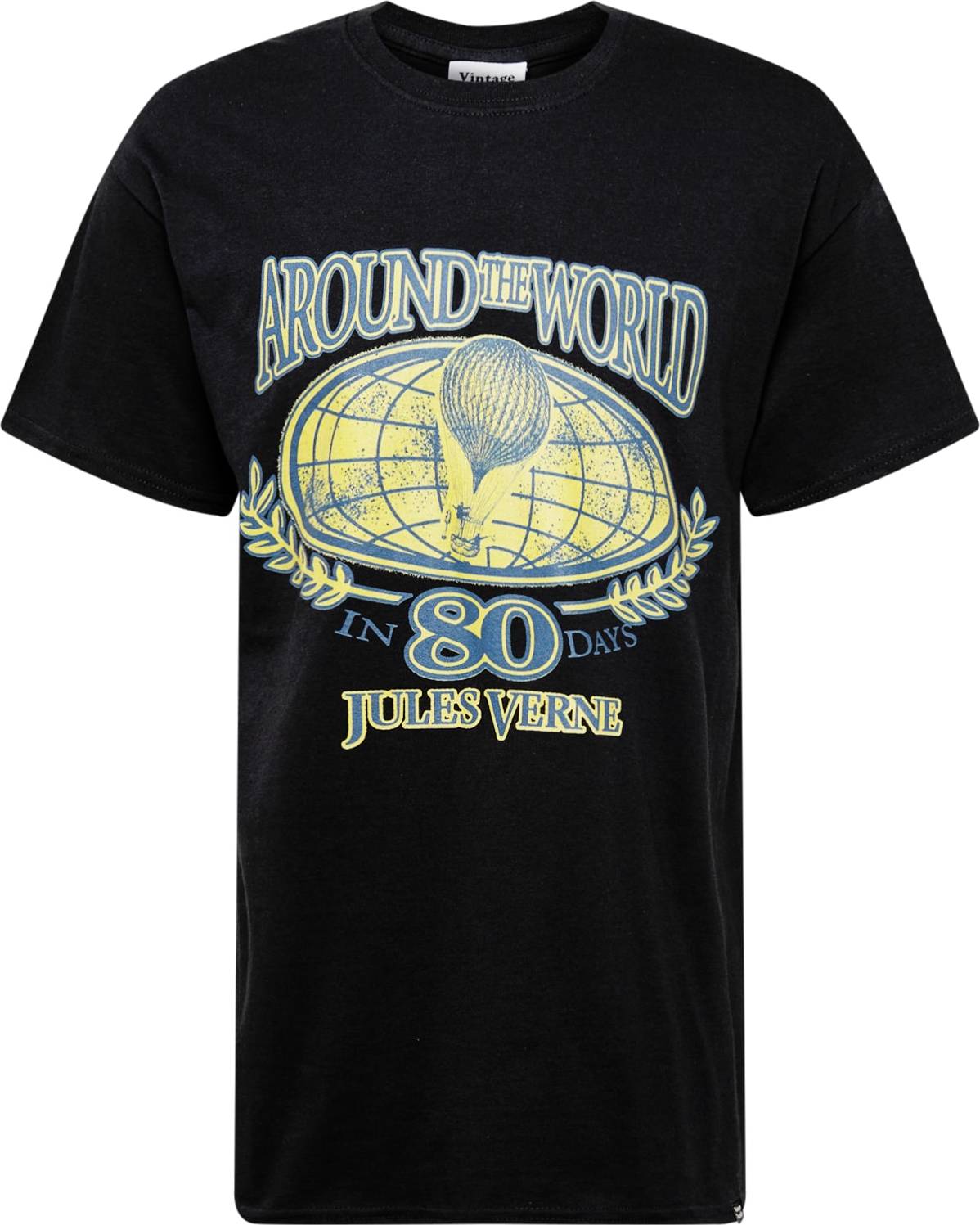 Vintage Supply Tričko 'AROUND THE WORLD' modrá / žlutá / černá