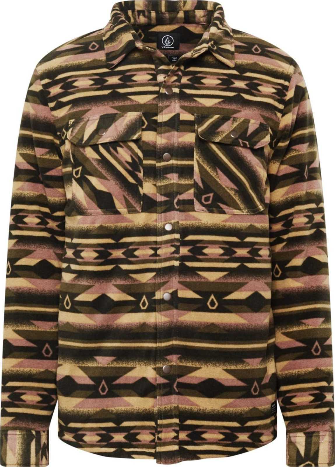 Volcom Košile béžová / khaki / starorůžová / černá