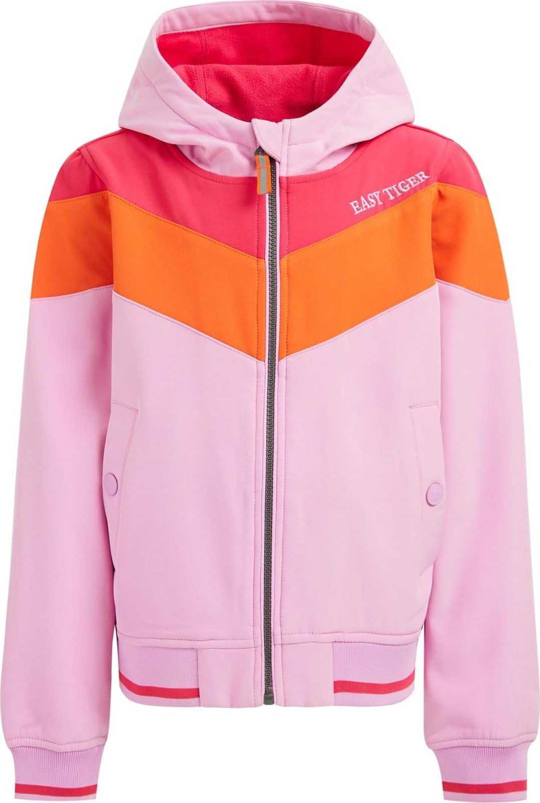 WE Fashion Přechodná bunda oranžová / světle růžová / červená