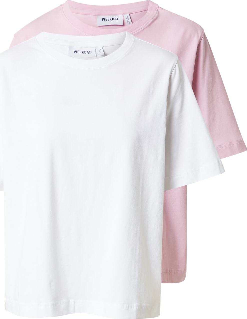 WEEKDAY Tričko růžová / bílá