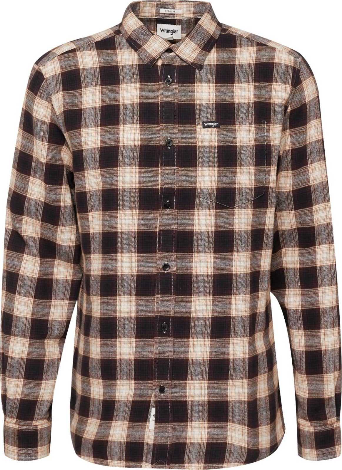 WRANGLER Košile hnědá / světle hnědá / černá