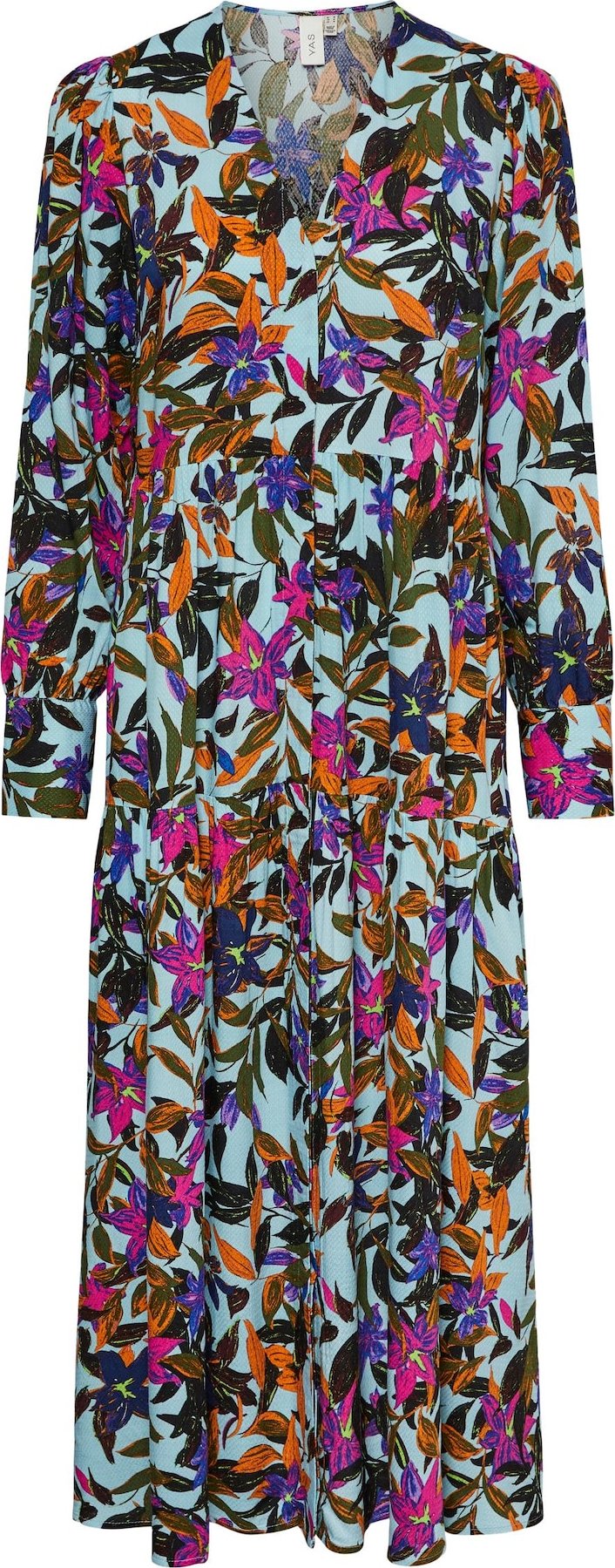 Y.A.S Košilové šaty 'Aatara' tyrkysová / olivová / tmavě fialová / pink