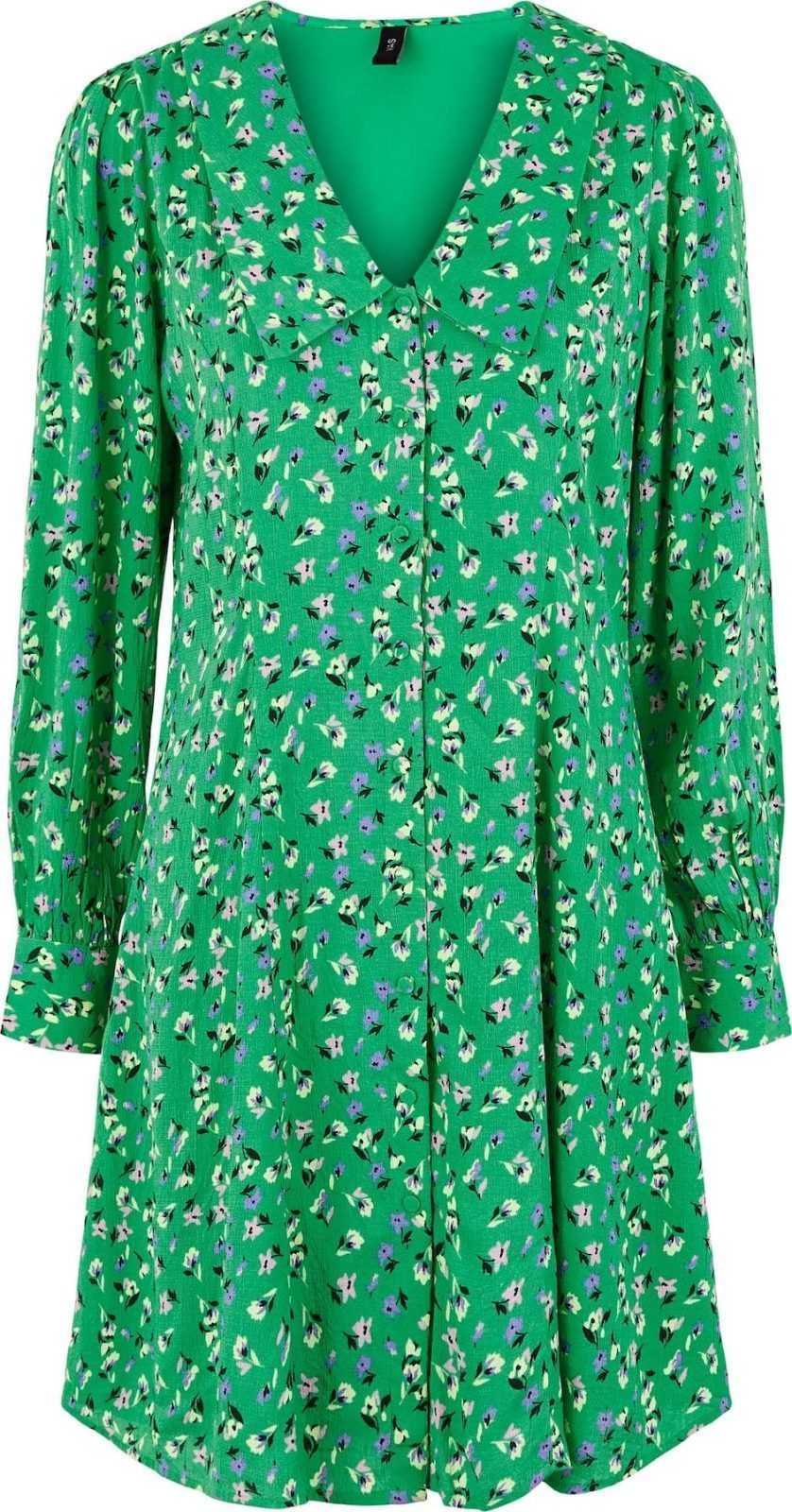 Y.A.S Košilové šaty 'Malikka' zelená / fialová / růžová / bílá
