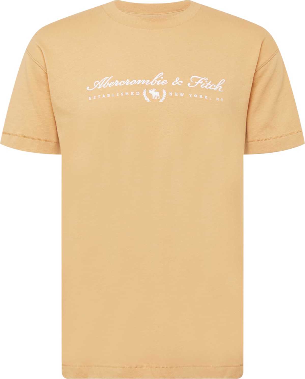 Abercrombie & Fitch Tričko světle hnědá / bílá