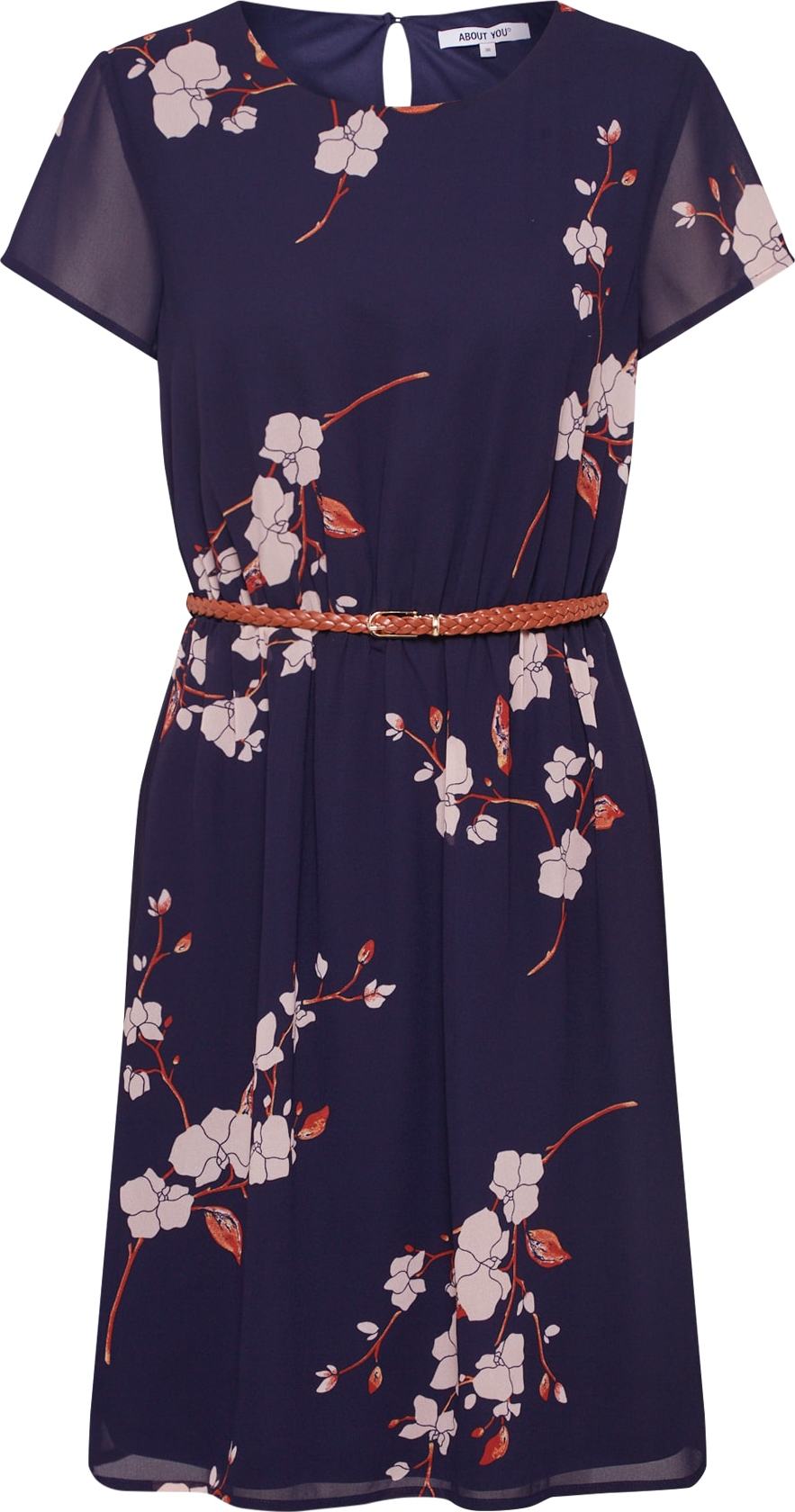 ABOUT YOU Šaty 'Galina' námořnická modř / kaštanově hnědá / mix barev / světle růžová