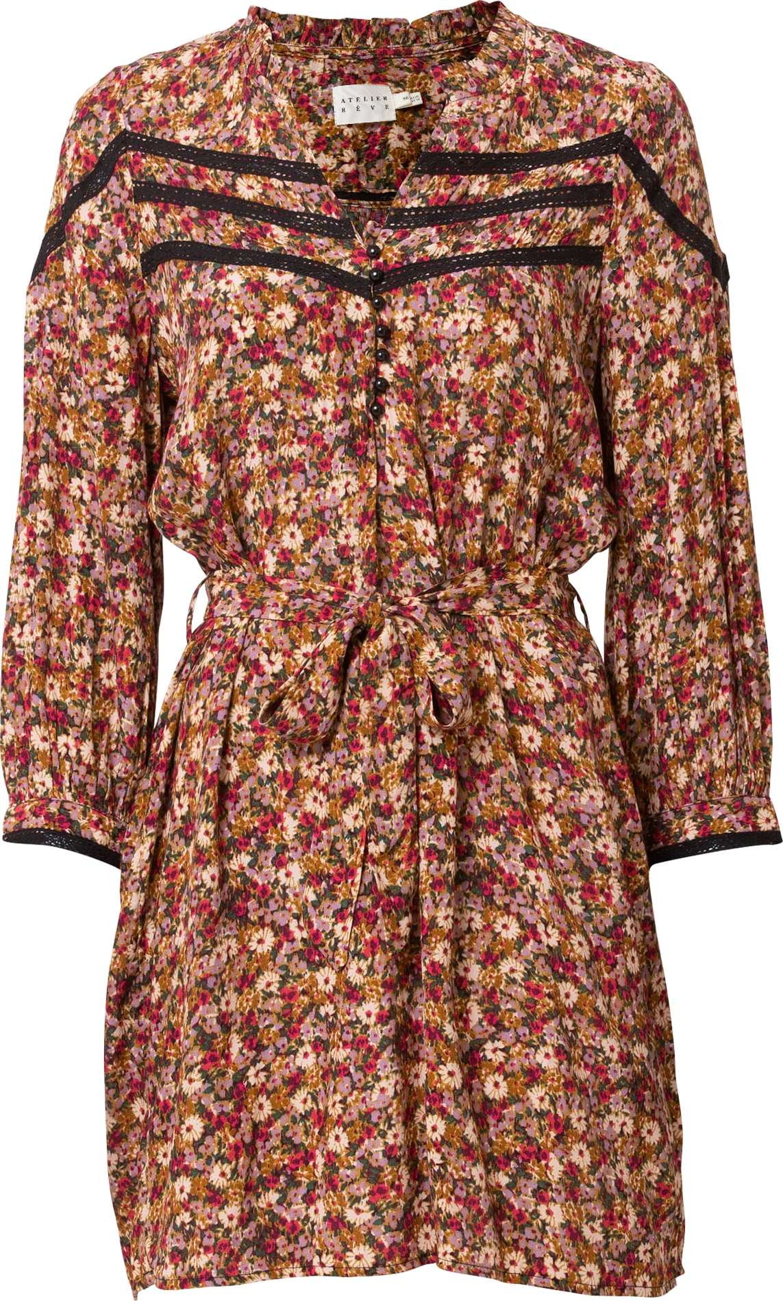 Atelier Rêve Košilové šaty khaki / tmavě zelená / fialová / fuchsiová