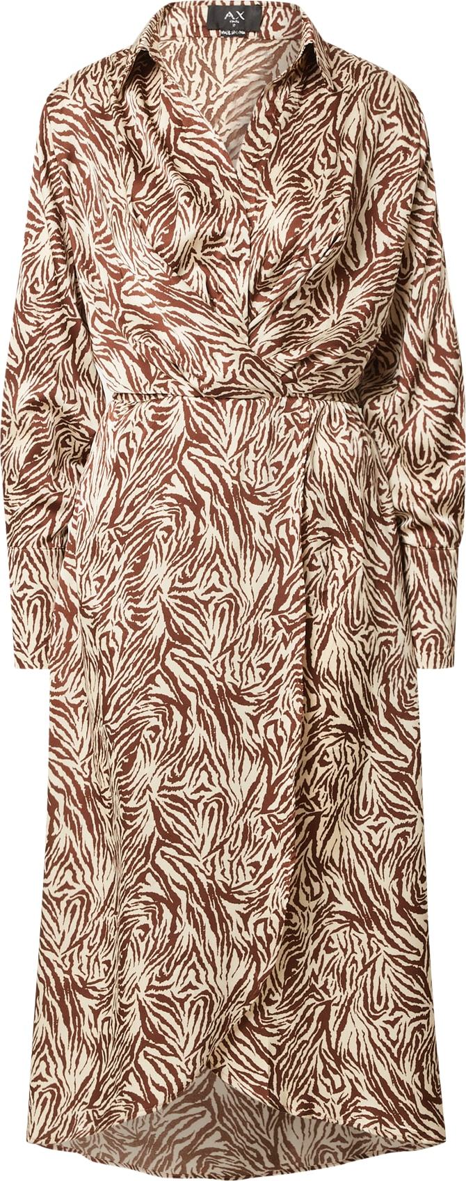 AX Paris Košilové šaty světle béžová / hnědá