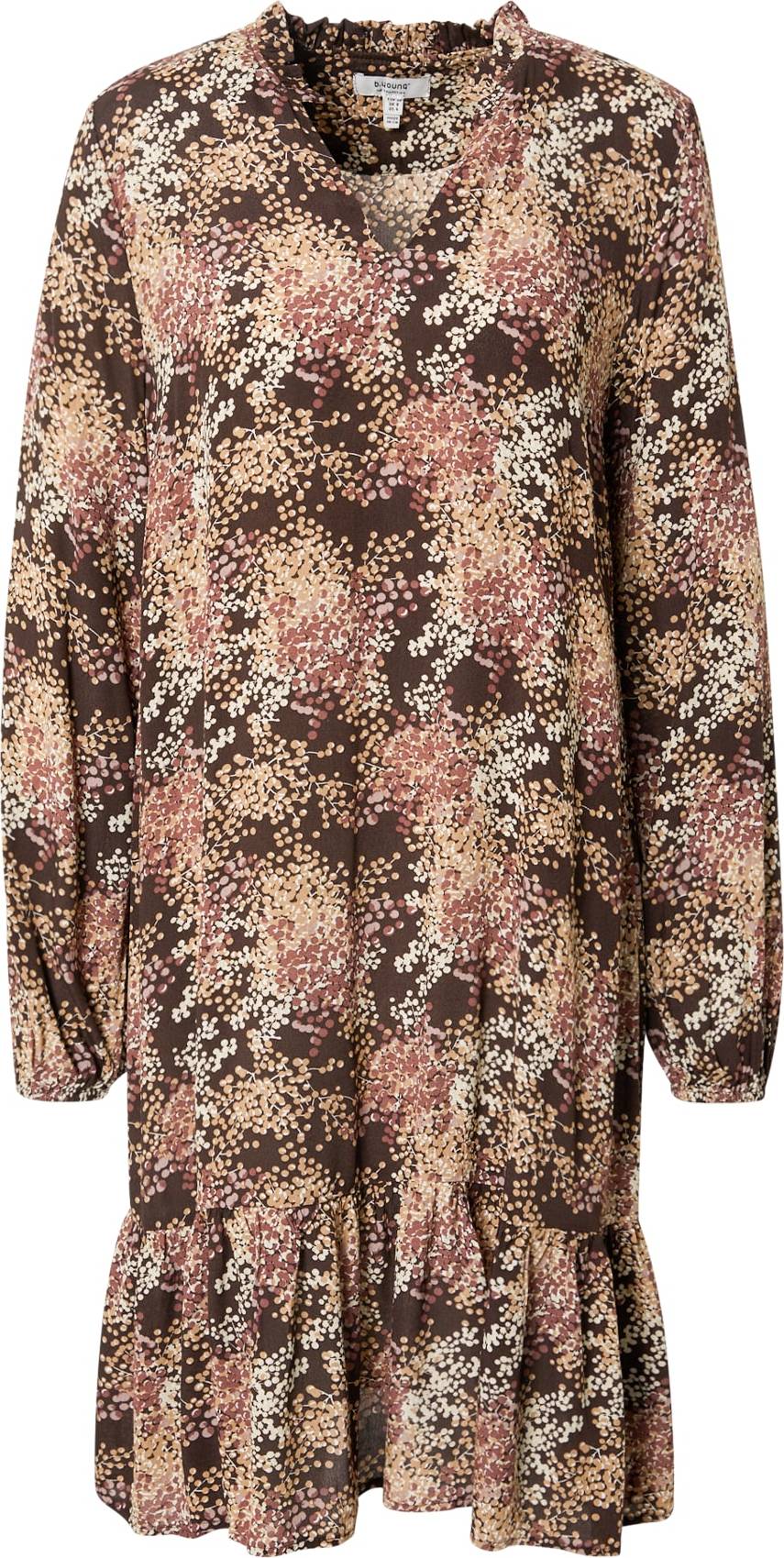 b.young Košilové šaty tmavě hnědá / meruňková / růže