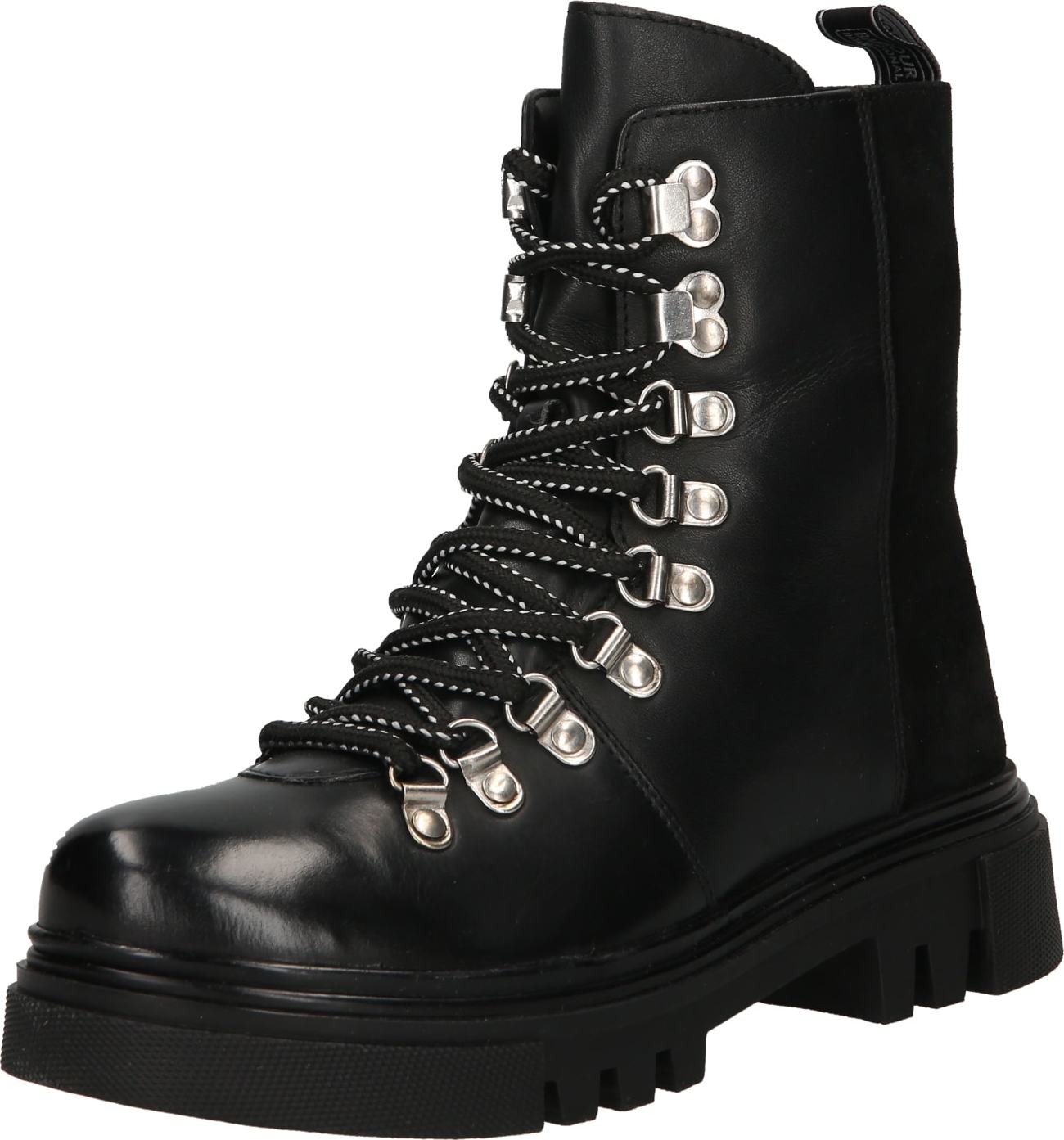 Barbour Šněrovací kozačky 'Drake' černá / bílá