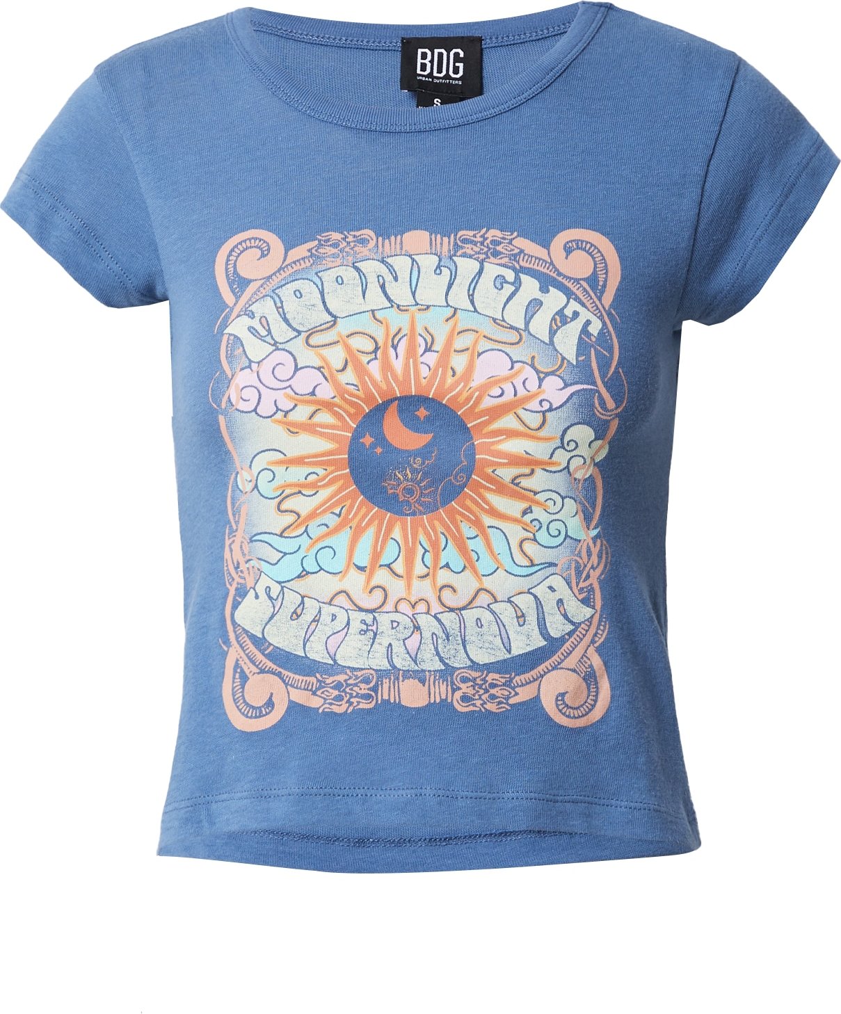 BDG Urban Outfitters Tričko modrá / světlemodrá / pastelová fialová / oranžová