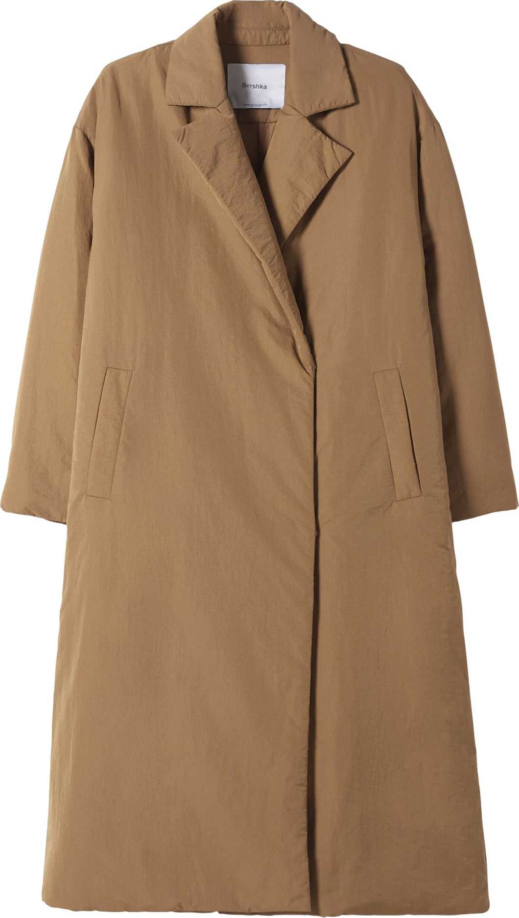 Bershka Přechodný kabát hnědá