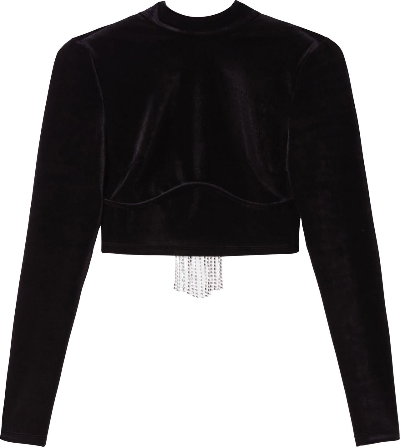 Bershka Tričko černá / průhledná